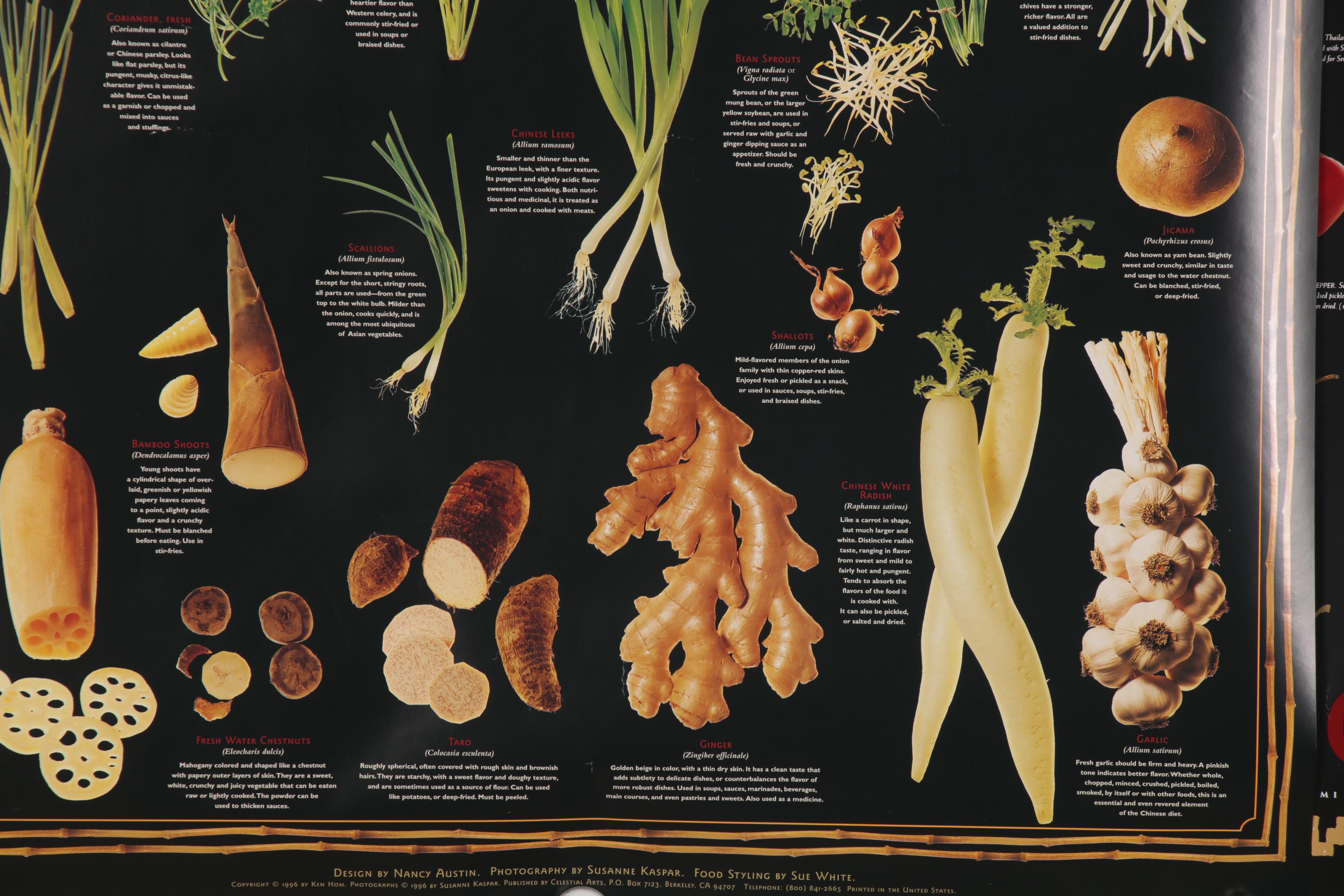 Celestial Arts Culinary Posters Including "Ken Hom's Asian Vegetables"