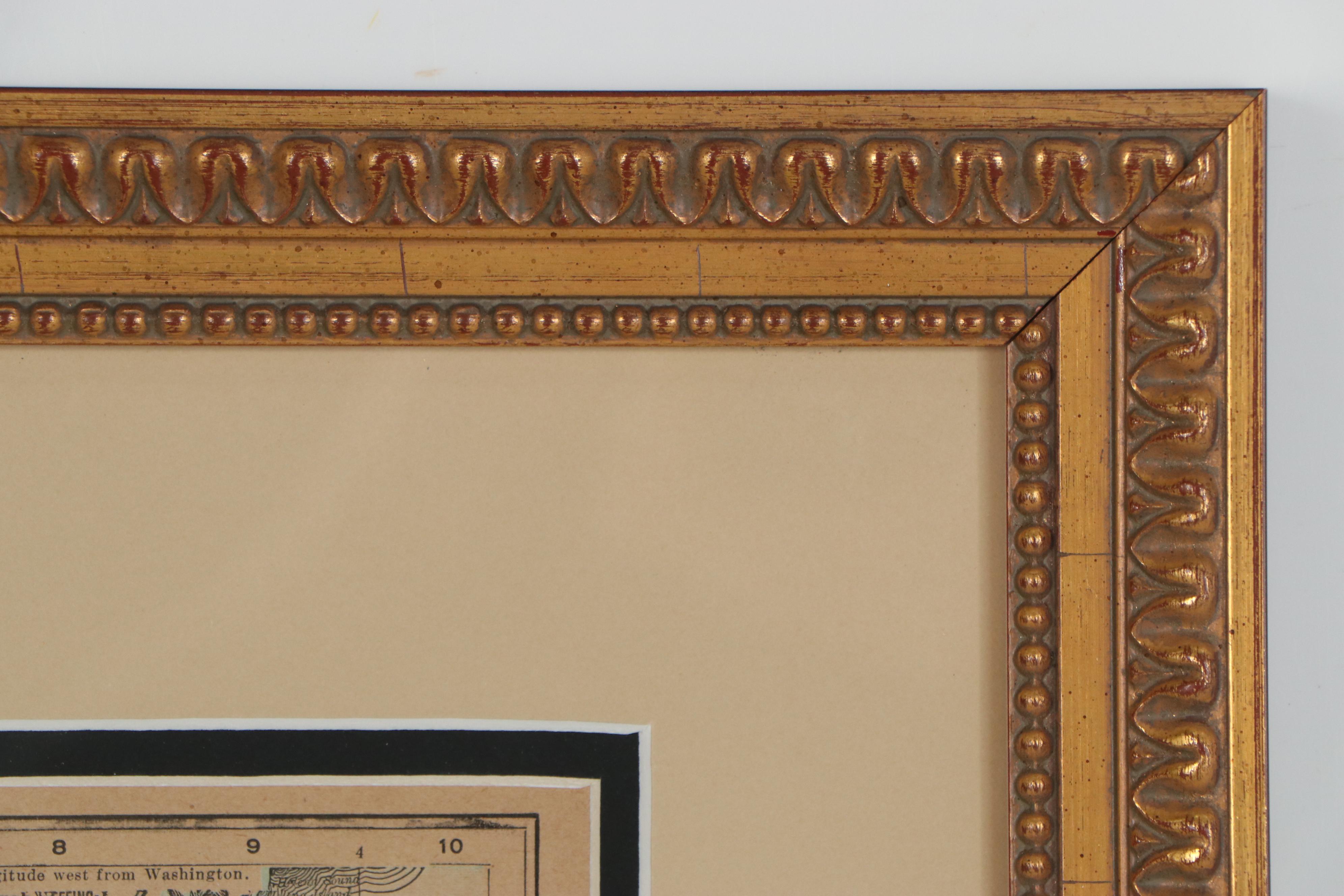 Wood Engraving Map of Florida, 1890