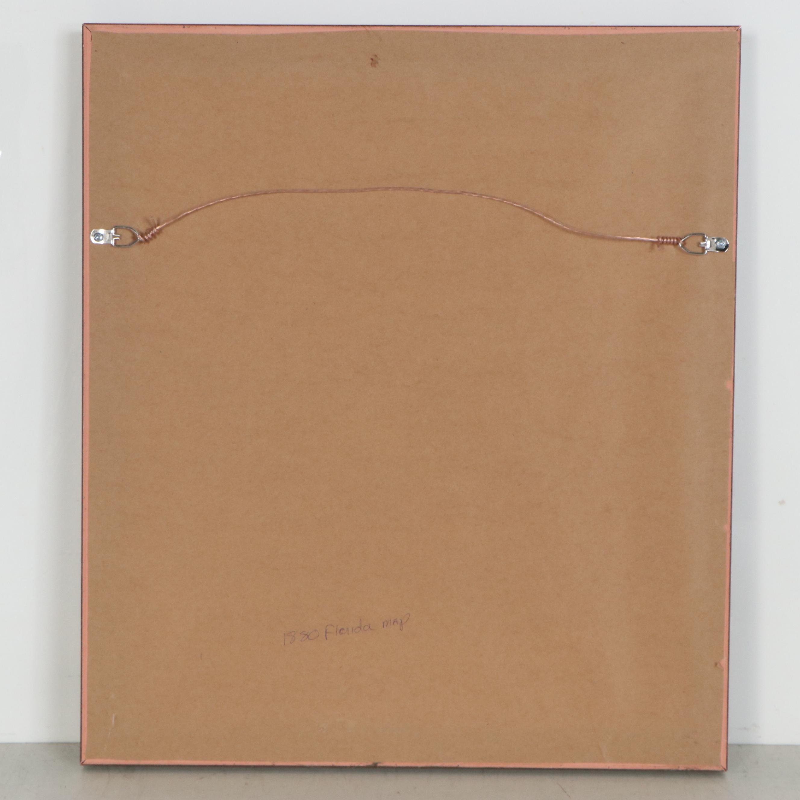 Wood Engraving Map of Florida, 1890