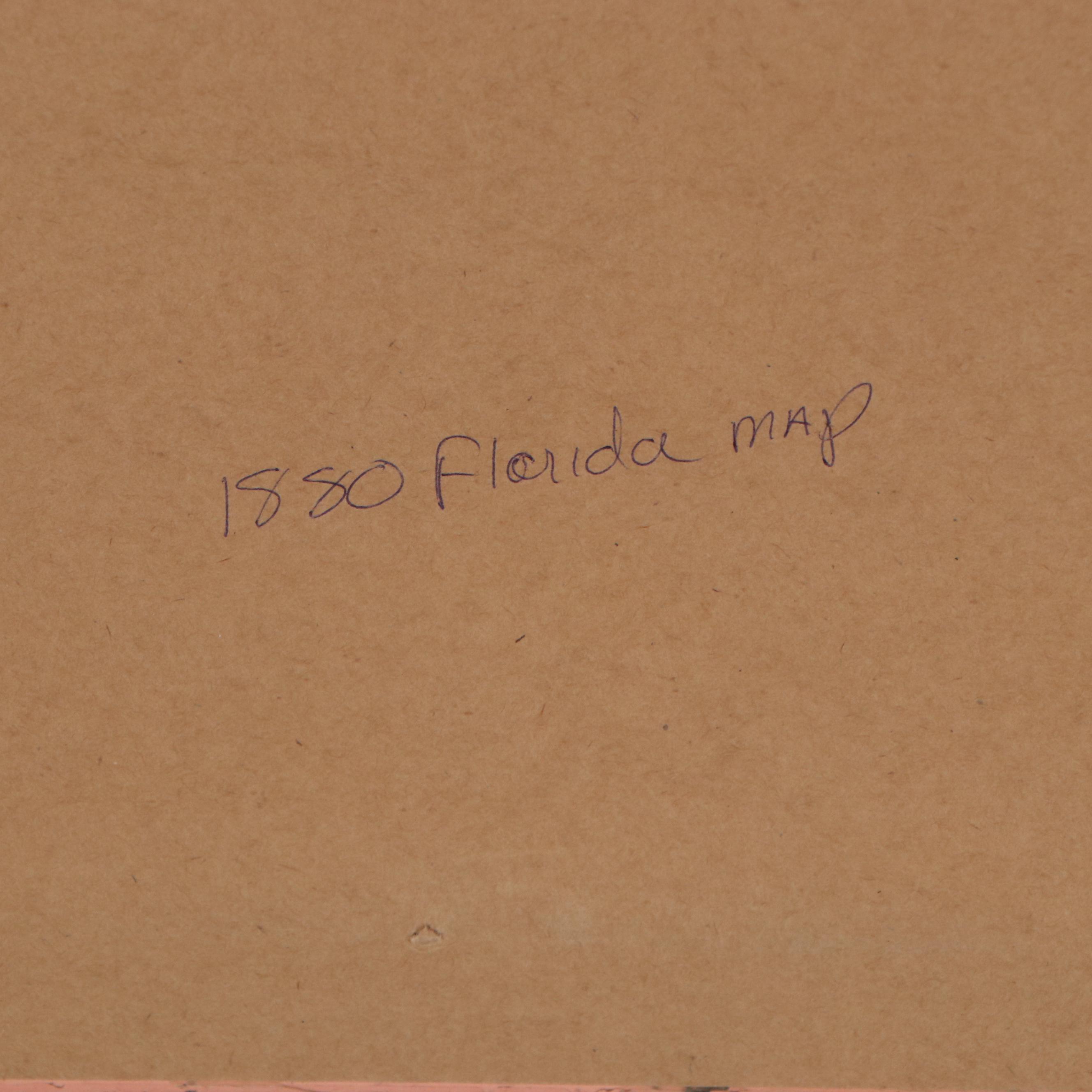 Wood Engraving Map of Florida, 1890