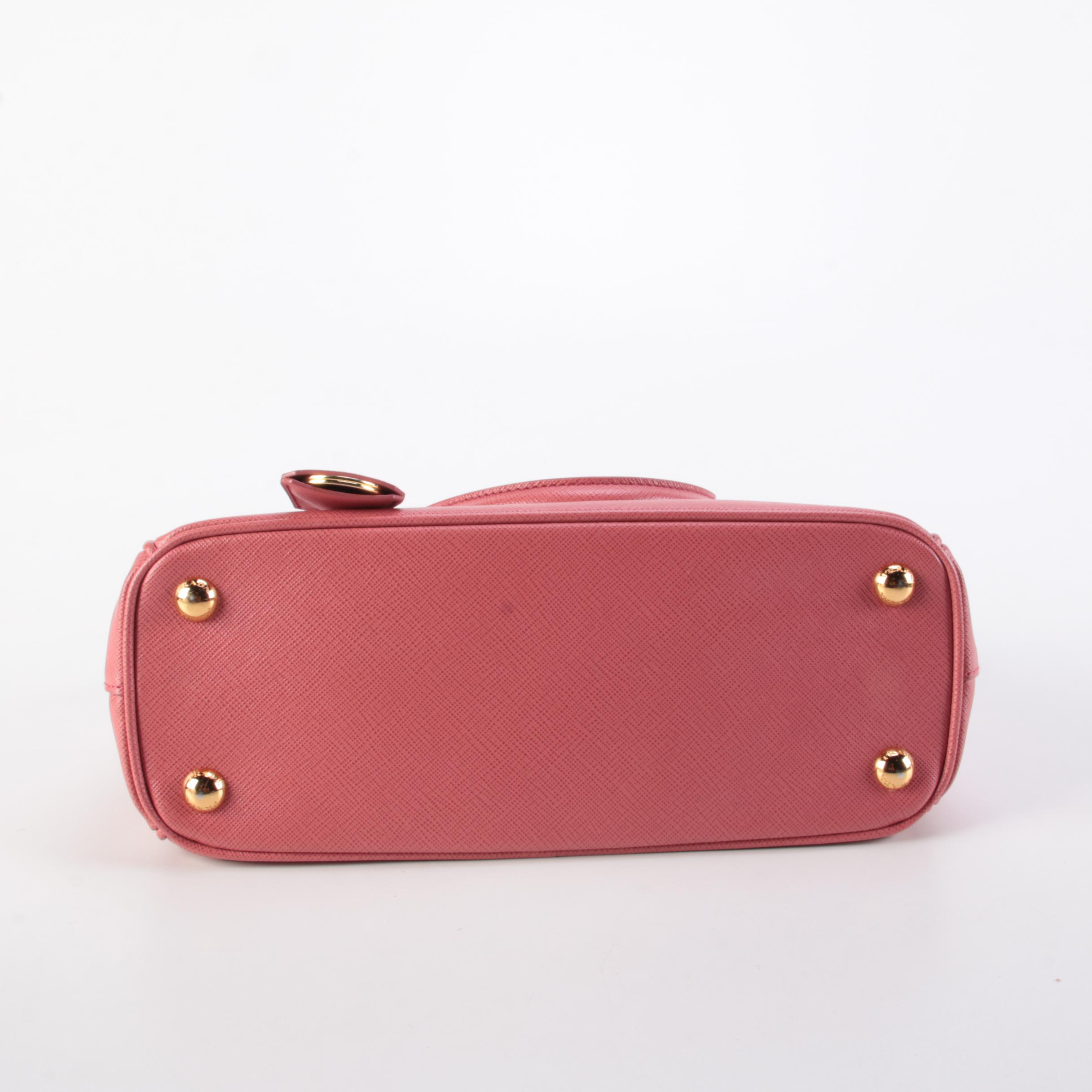 Prada Small Double Zip Lux Tote in Pink Saffiano Leather