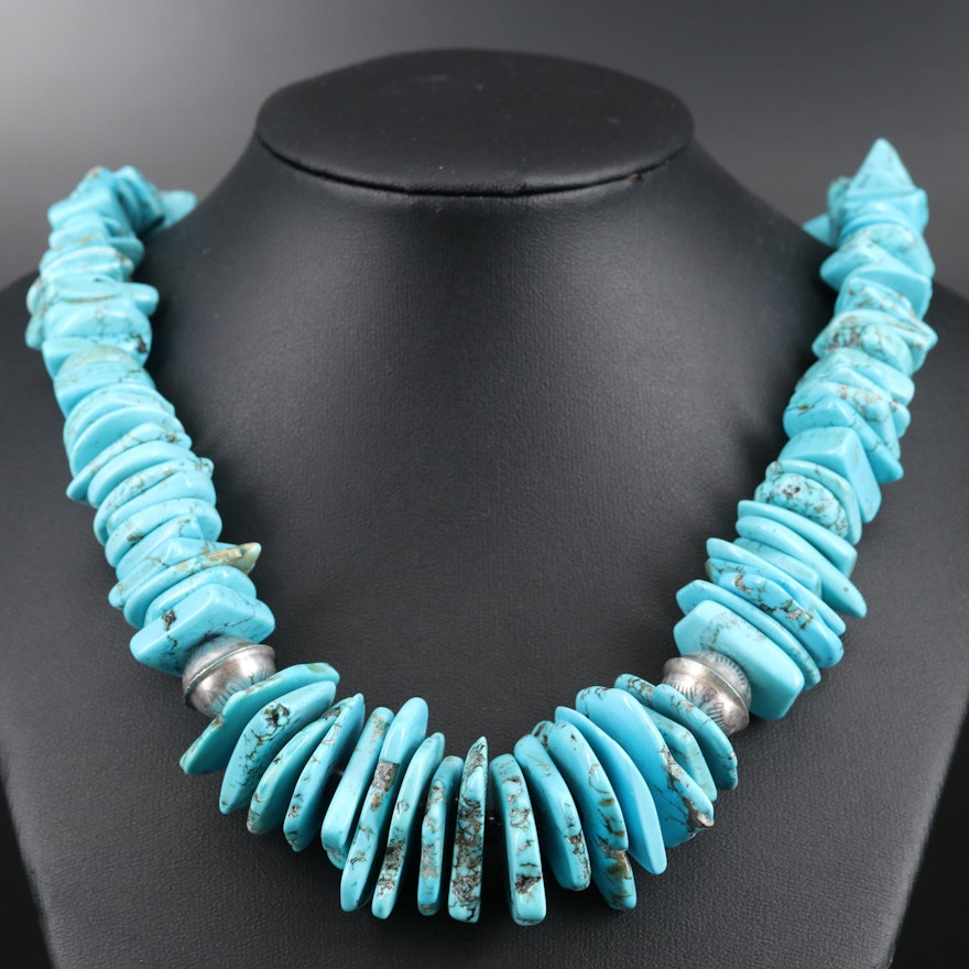 Sterling Turquoise Graduated Necklace