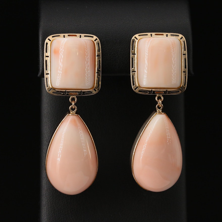 14K Coral Drop Earrings