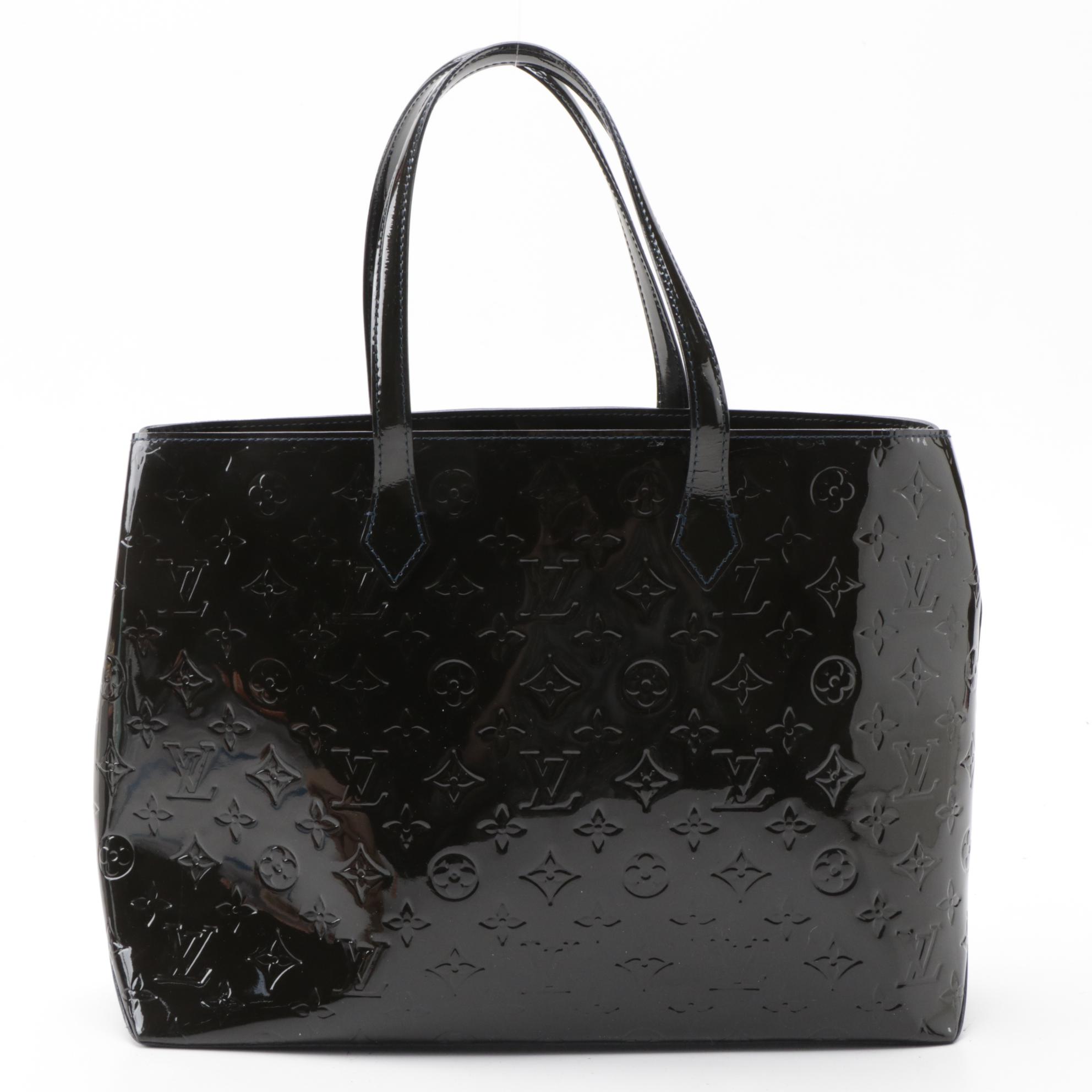 Louis Vuitton Monogram Bleu Inifini Vernis Wilshire MM Tote Bag