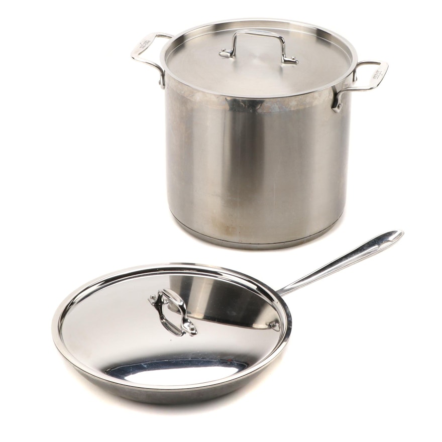 All-Clad Stainless Steel Stockpot and Fry Pan with Lids