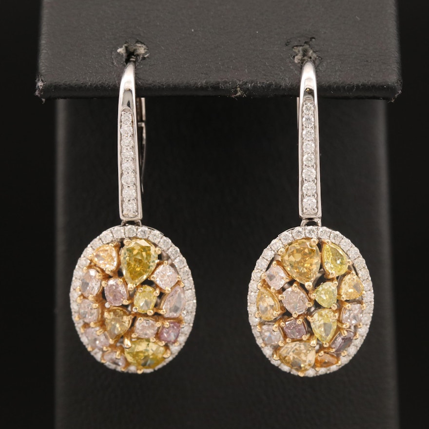 18K 4.29 CTW Diamond Earrings with GIA Report