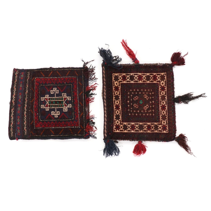 1'5 x 1'3 Hand-Knotted Afghan Turkmen Wool Salt Bags