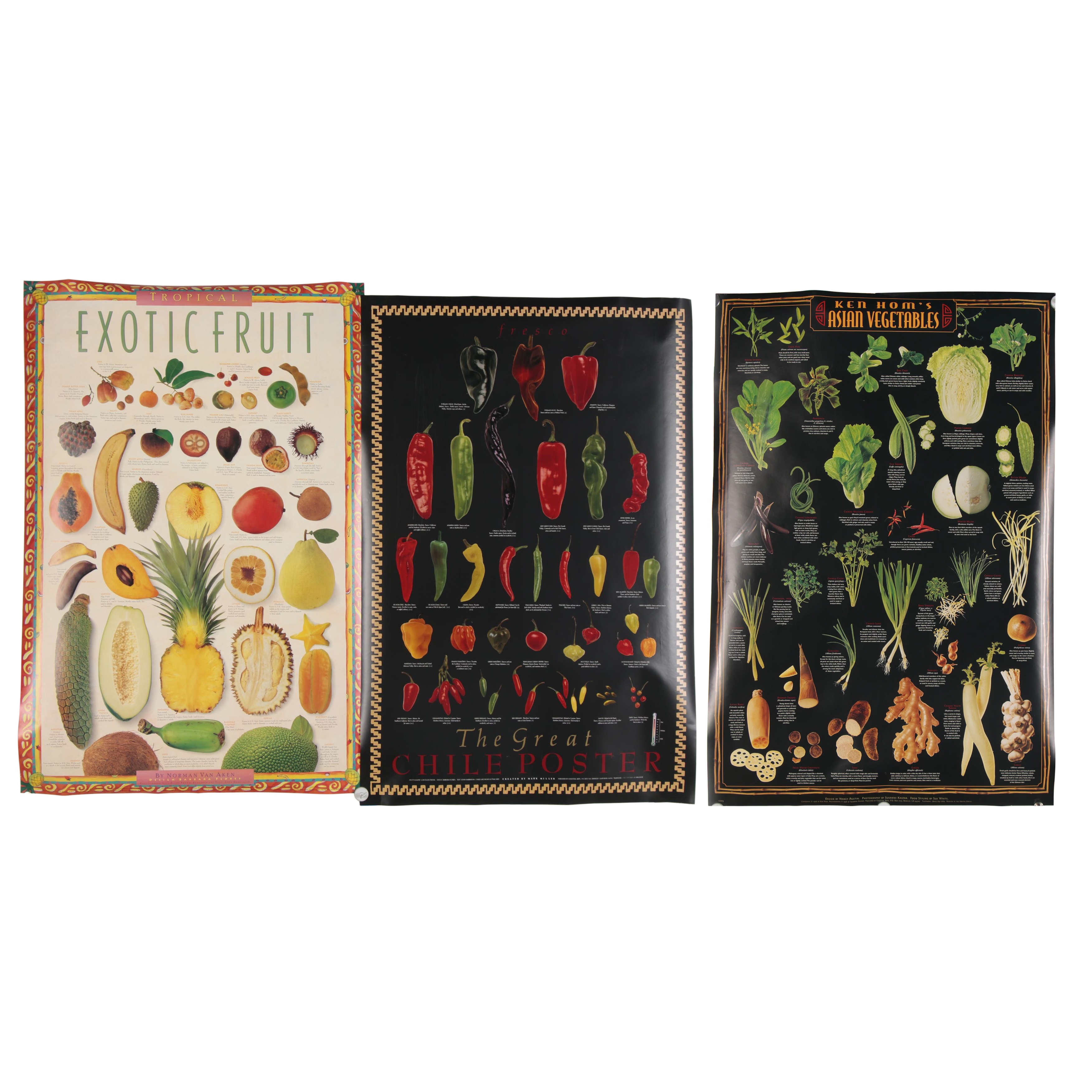 Celestial Arts Culinary Posters Including "Ken Hom's Asian Vegetables"