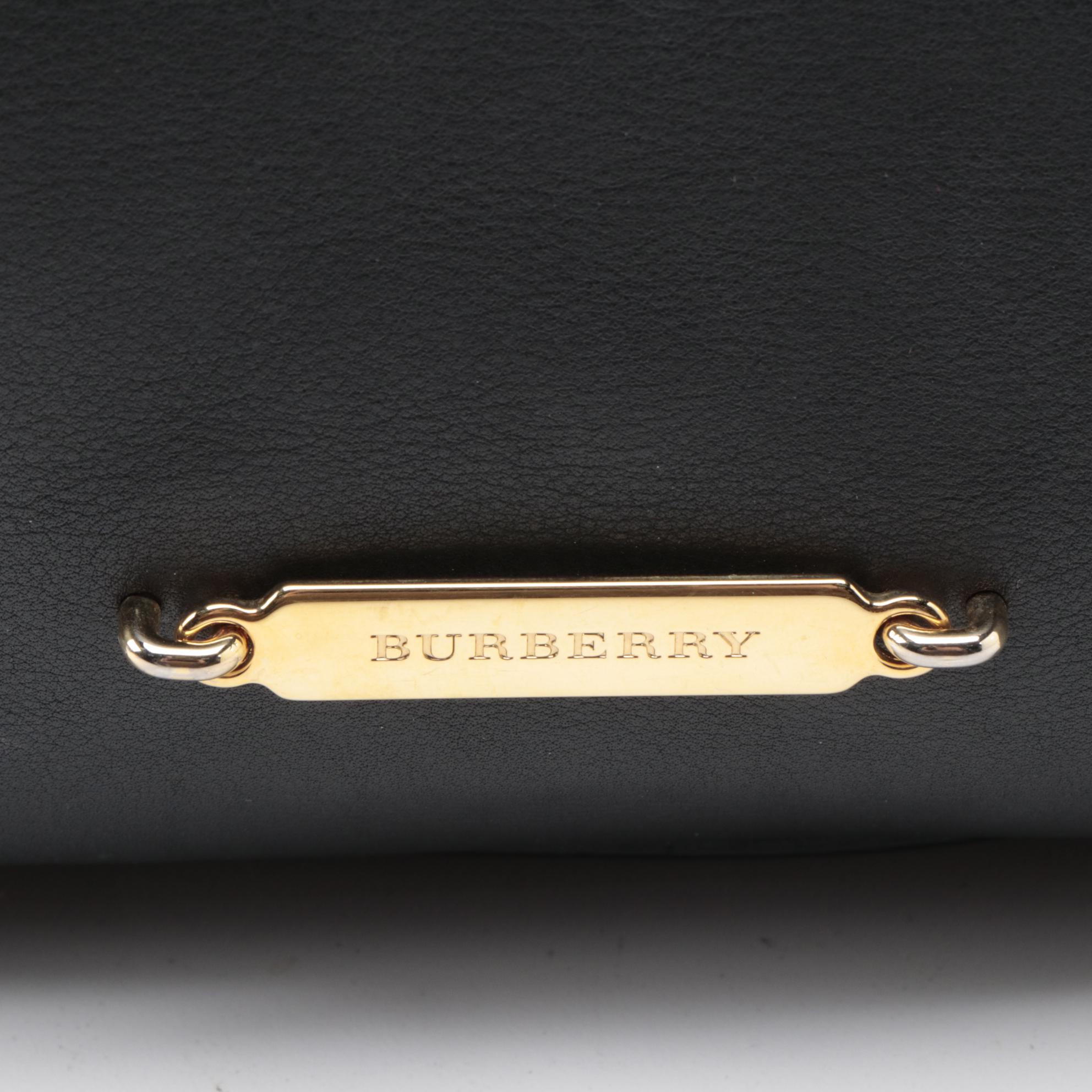 Burberry Salisbury Bridle Black Leather and "House Check" Canvas Tote