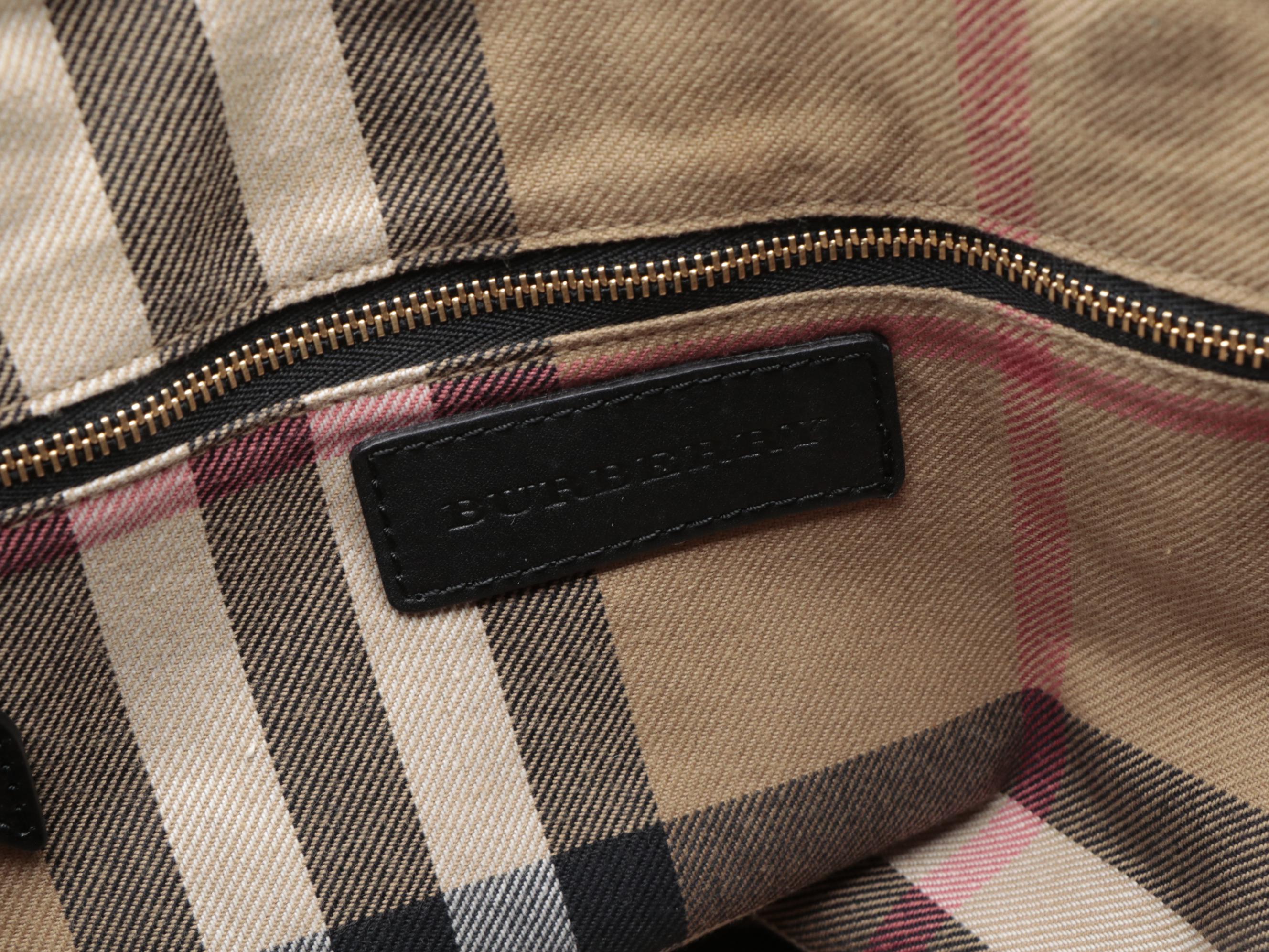 Burberry Salisbury Bridle Black Leather and "House Check" Canvas Tote