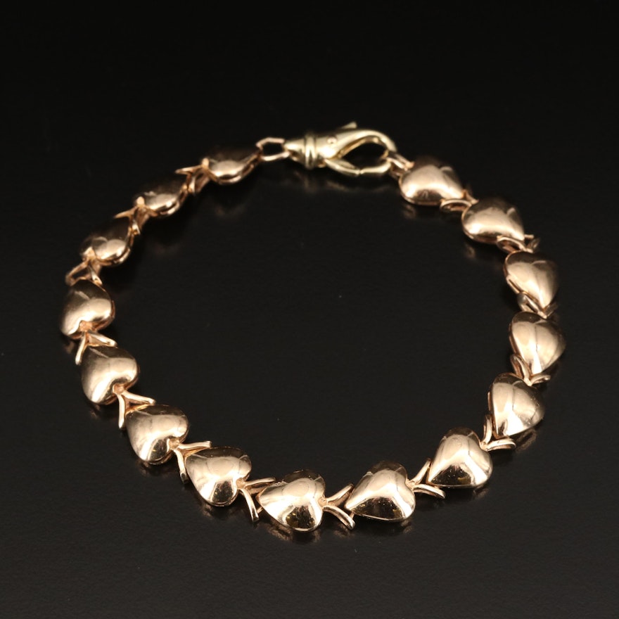 14K Heart Link Bracelet