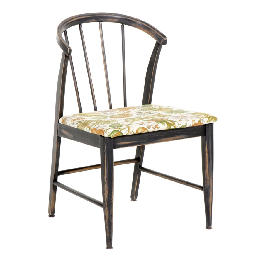 Wishbone Style Spindle Back Painted Wood Side Chair, Late 20th Century