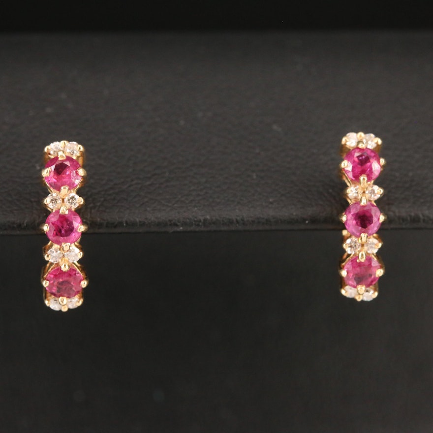 14K Ruby and Diamond Earrings