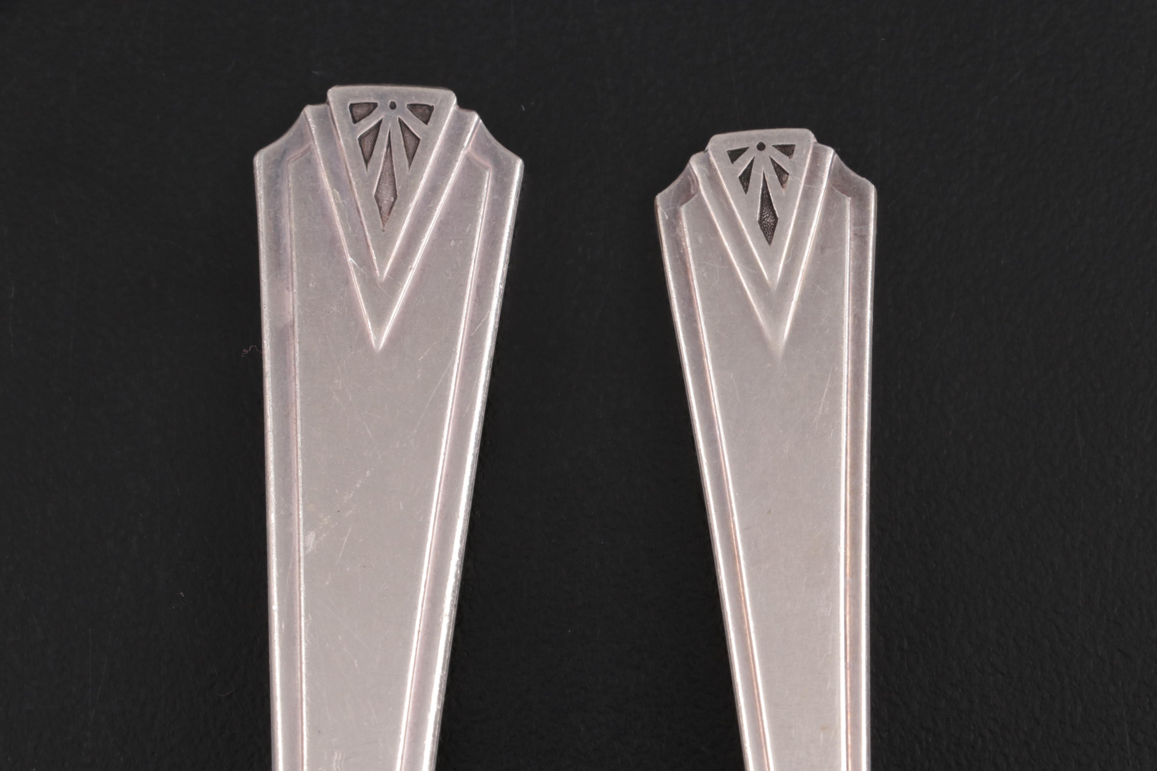 Oneida "Coronation" Silver Plate Flatware and Serving Utensils in Chest