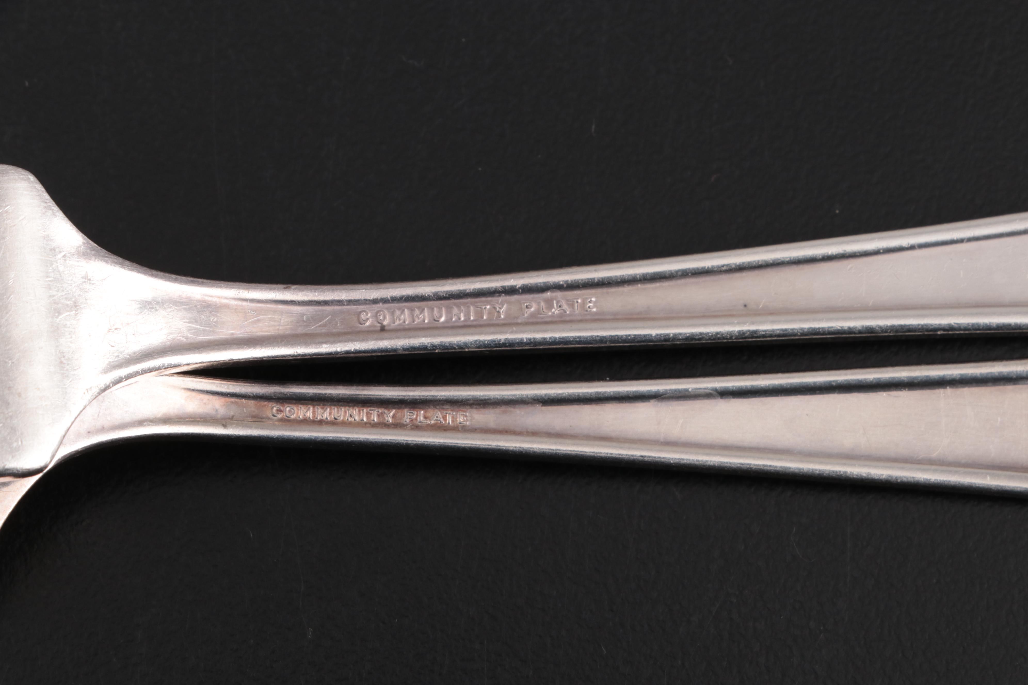 Oneida "Coronation" Silver Plate Flatware and Serving Utensils in Chest