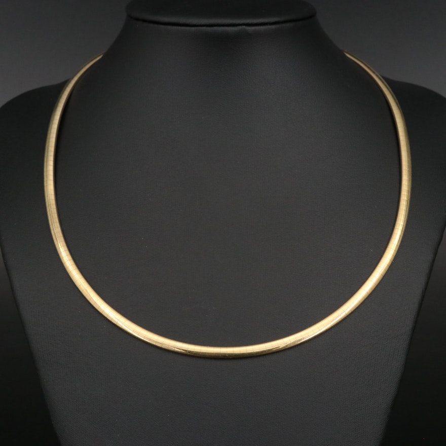 14K Omega Necklace with Removable Extender