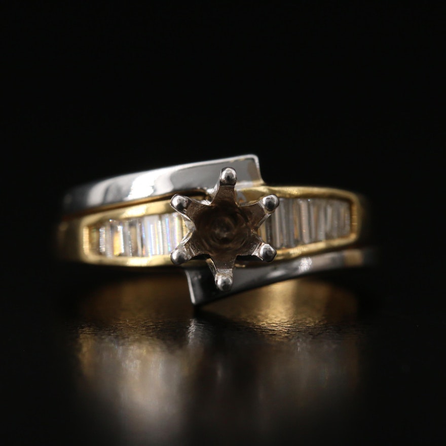 18K Diamond Semi-Mount Ring with Shadow Band