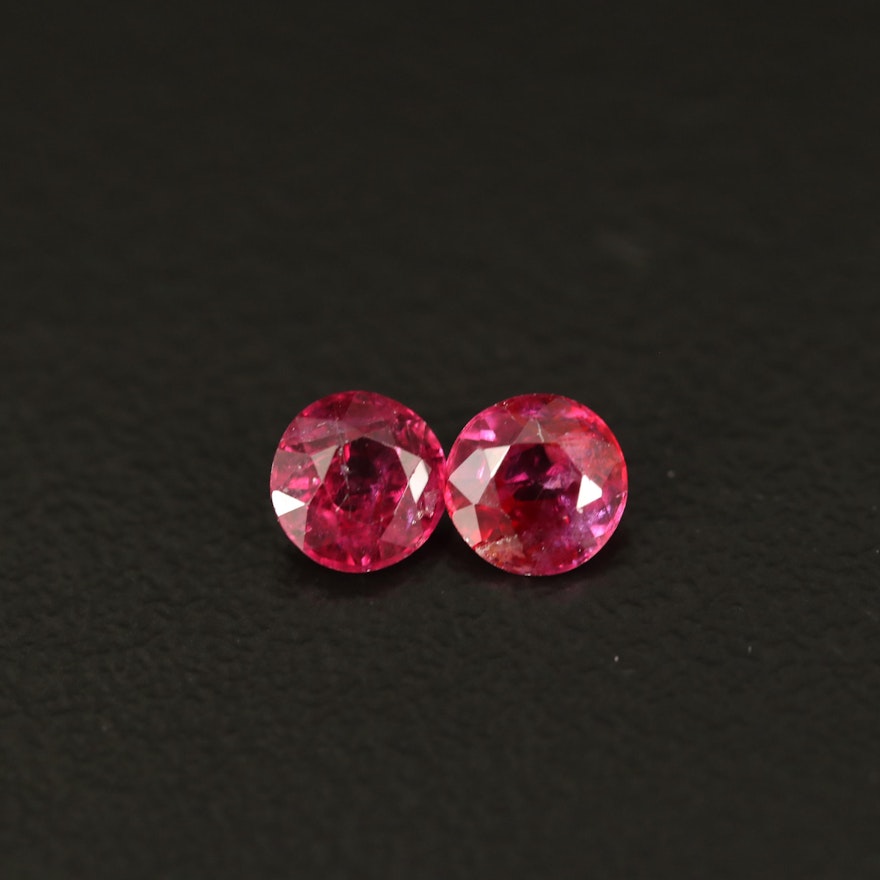 Loose 0.77 CTW Matched Pair of Rubies