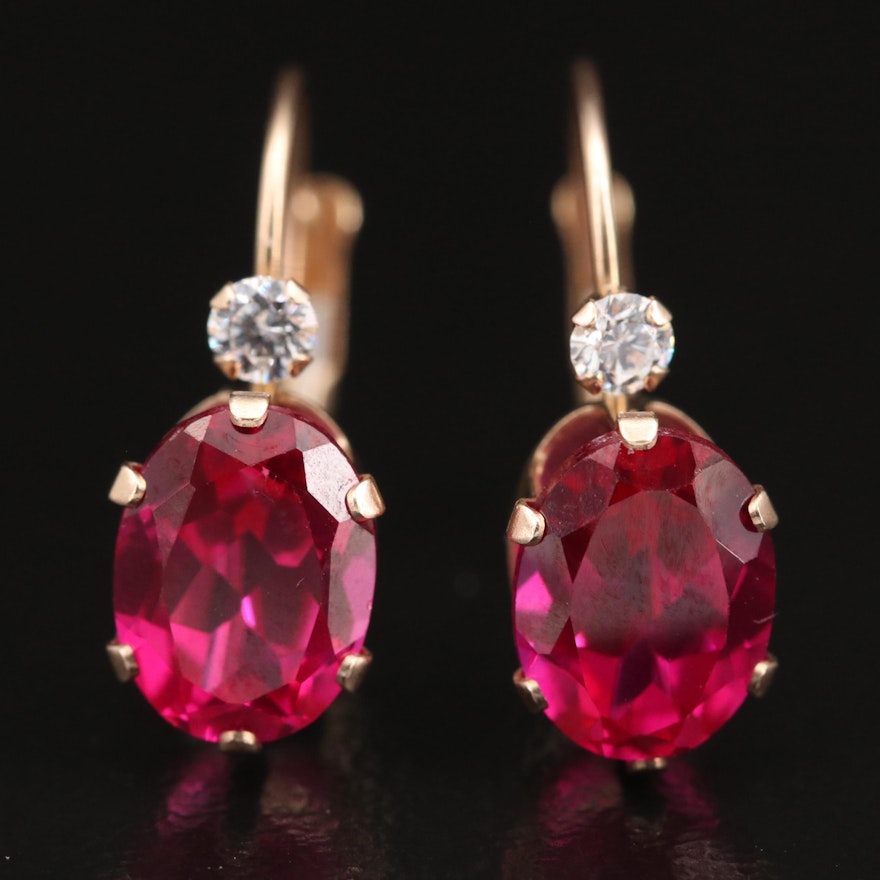 10K Ruby and Cubic Zirconia Earrings