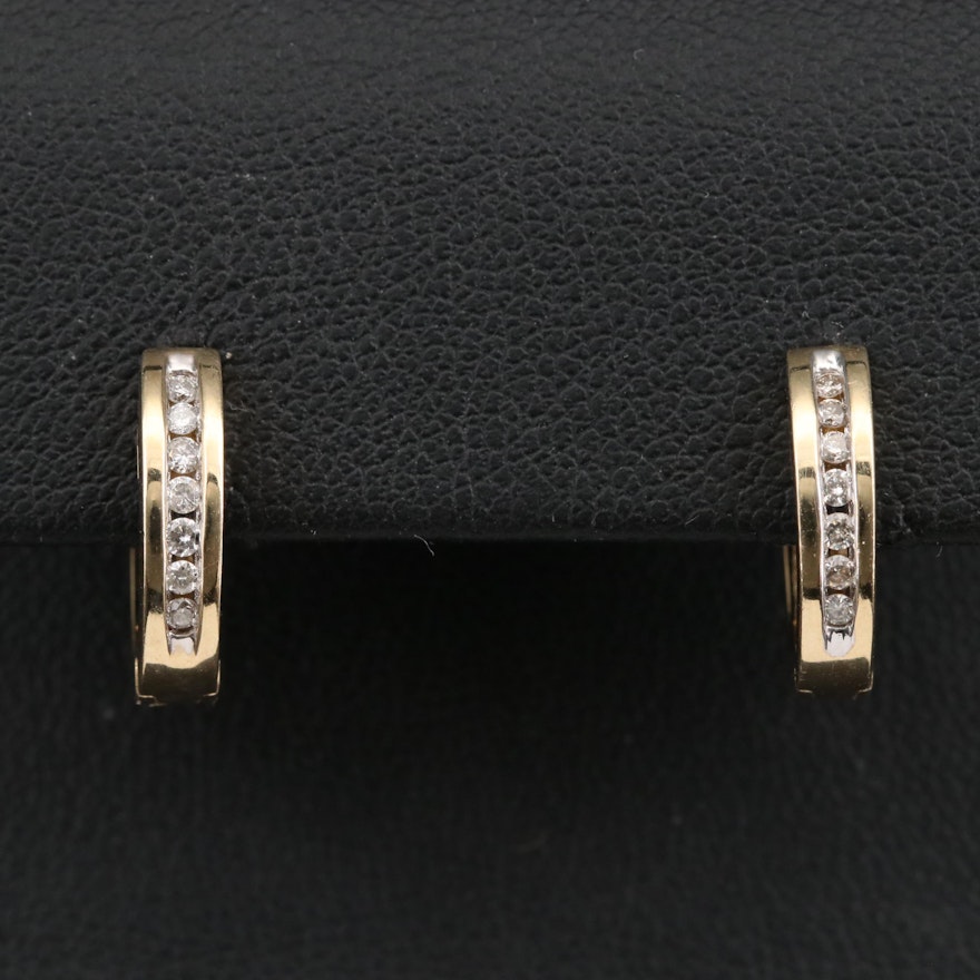 10K Diamond Huggie Earrings