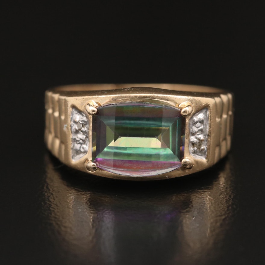 10K Mystic Topaz Ring with Diamond Accents