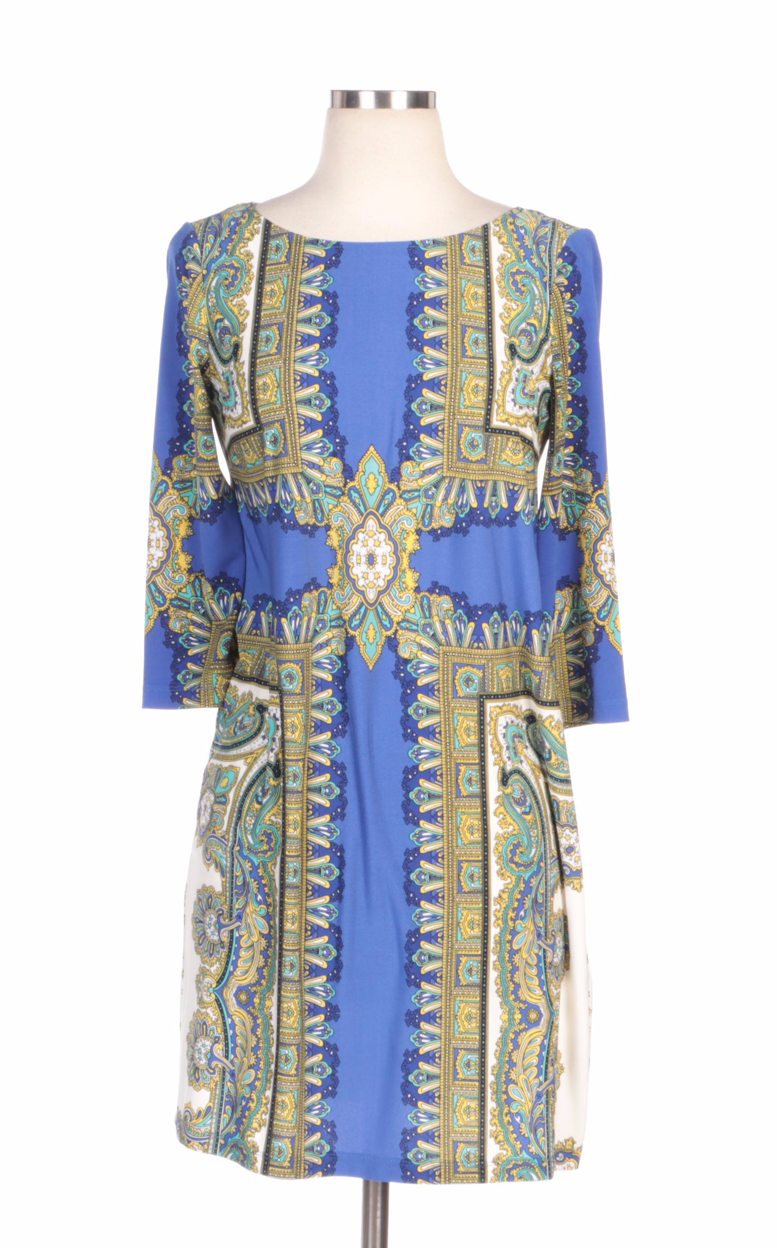 Calvin Klein Blue/Black Sheath Dress and London Times Petite Printed Shift Dress