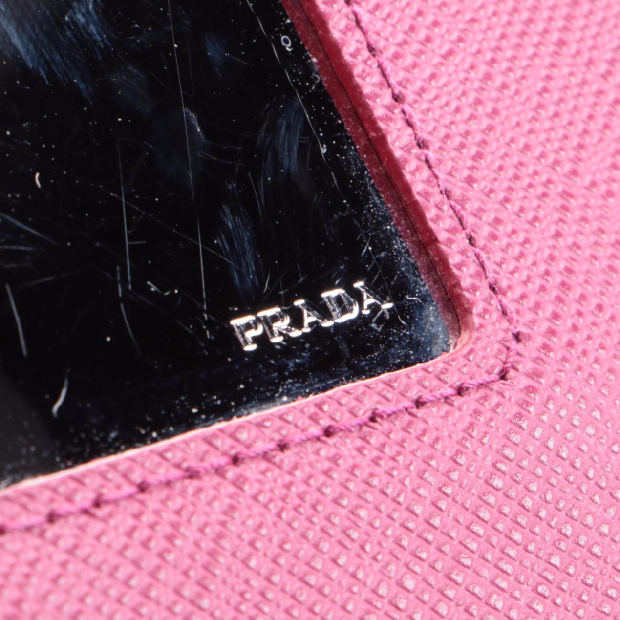 Prada Chain Wallet Crossbody in Pink Saffiano Leather