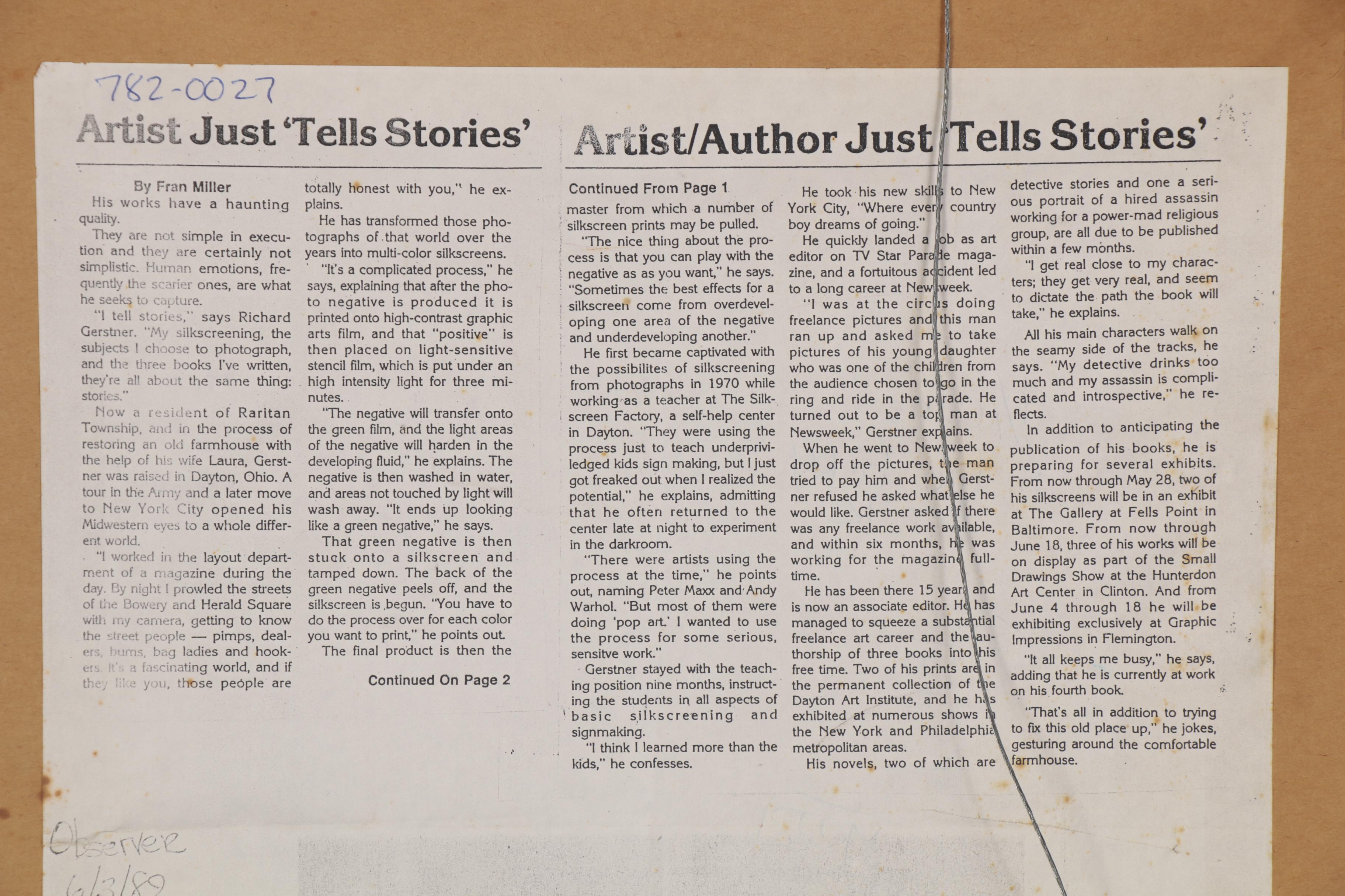 Richard Gerstner Figural Ink Illustration of a Market, 1982