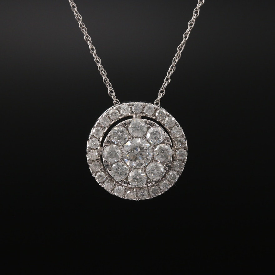 10K 1.00 CTW Diamond Pendant Necklace