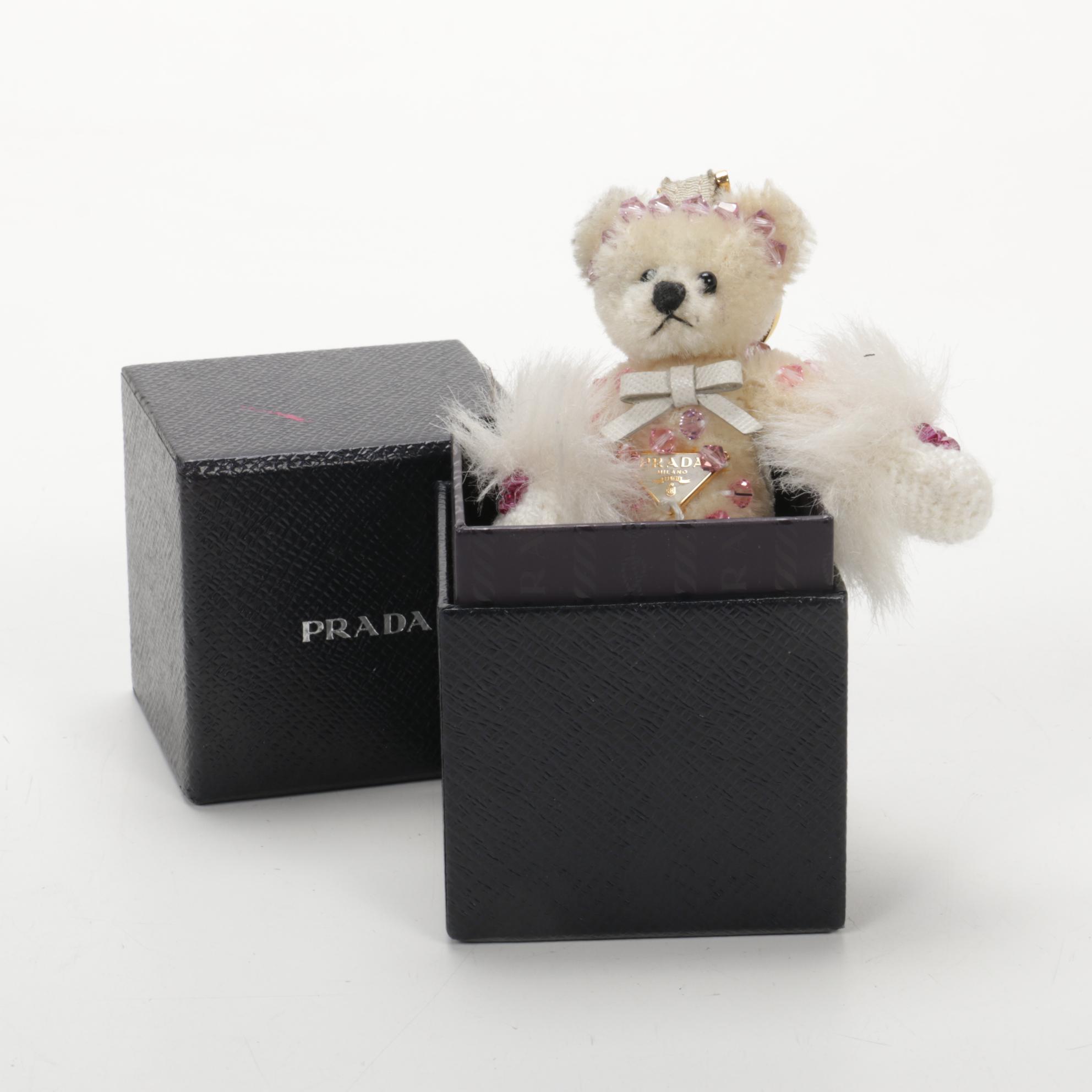Prada Teddy Bear Keychain in Mohair