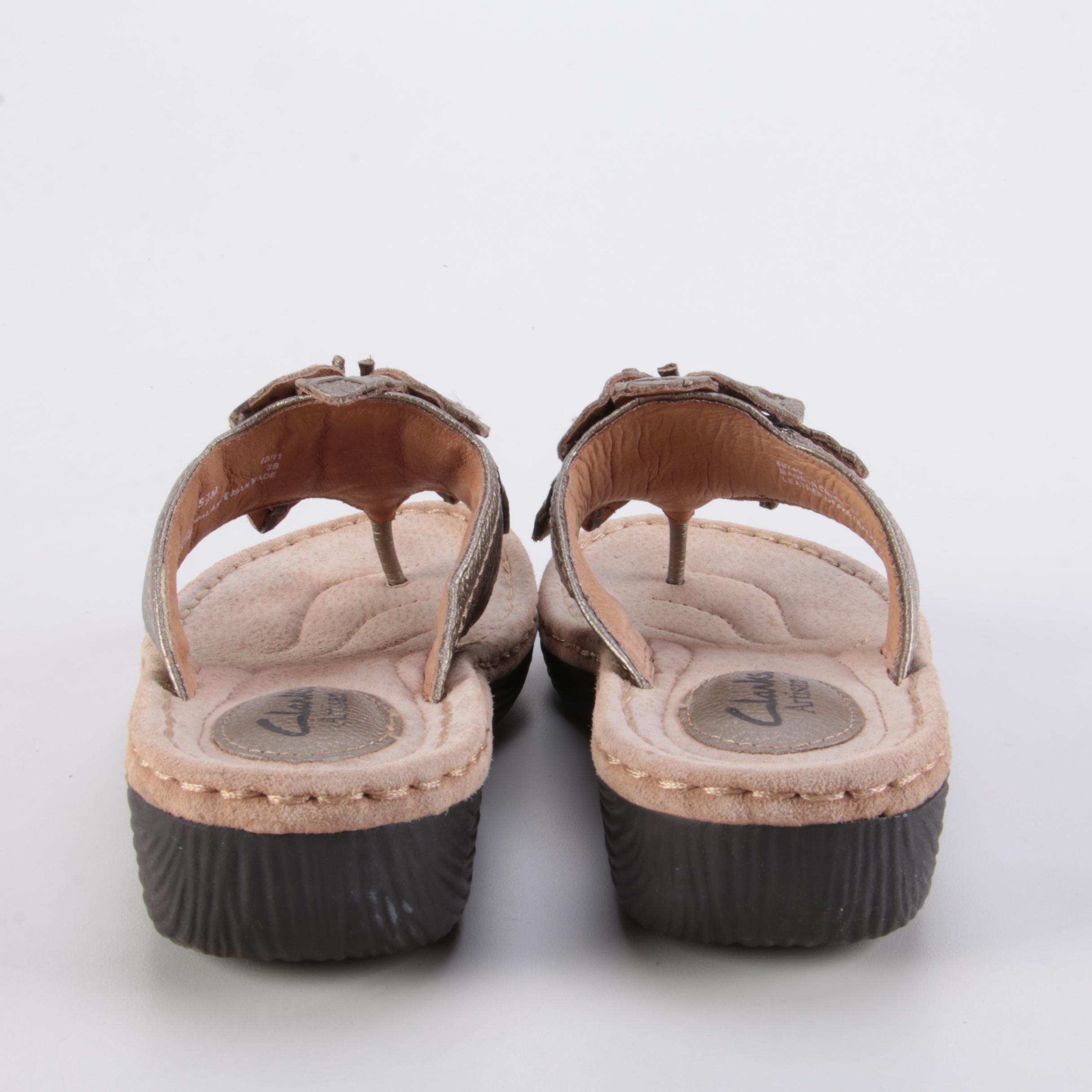 Clarks Metallic Leather Sandals and Beige Leather Sandals