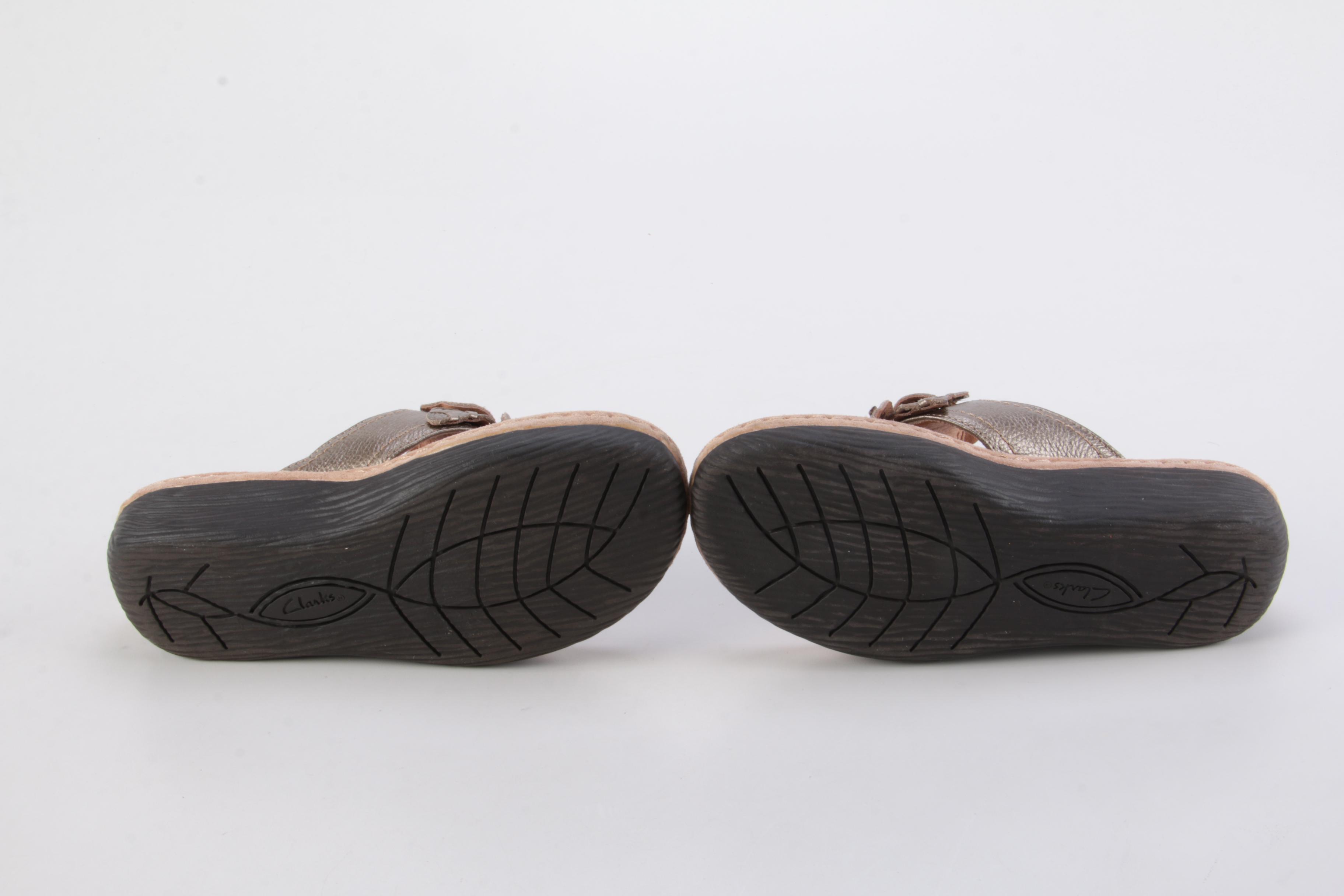 Clarks Metallic Leather Sandals and Beige Leather Sandals