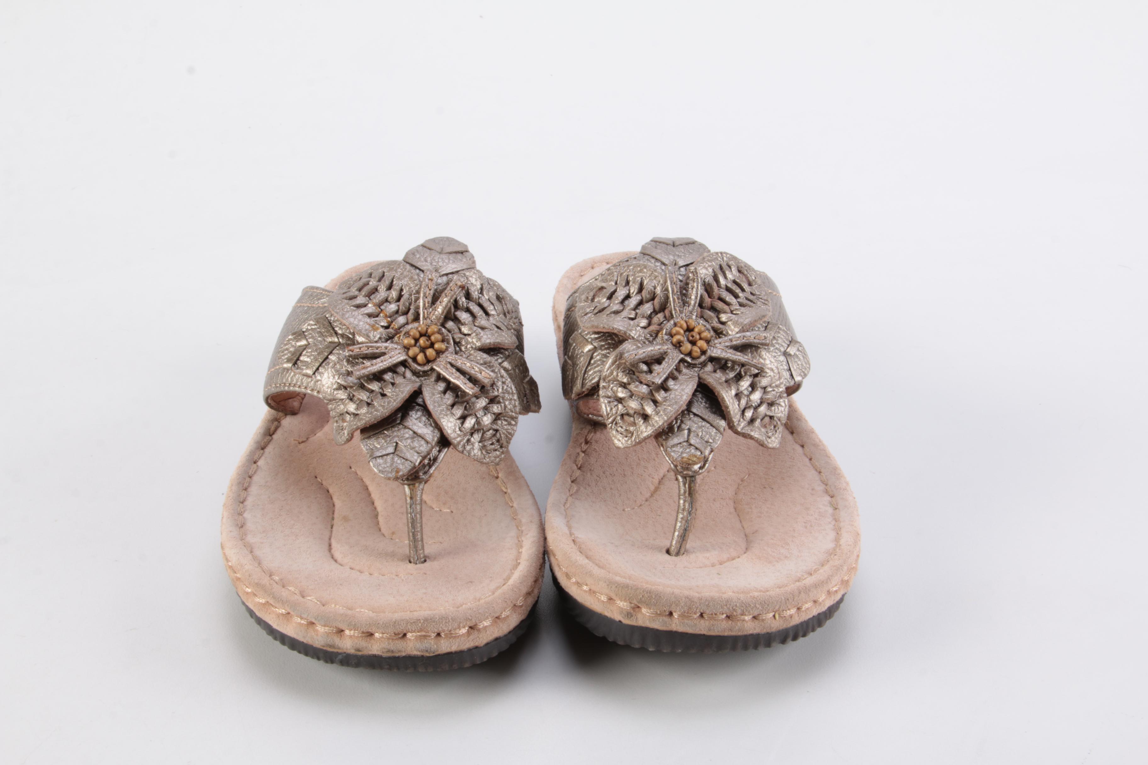 Clarks Metallic Leather Sandals and Beige Leather Sandals