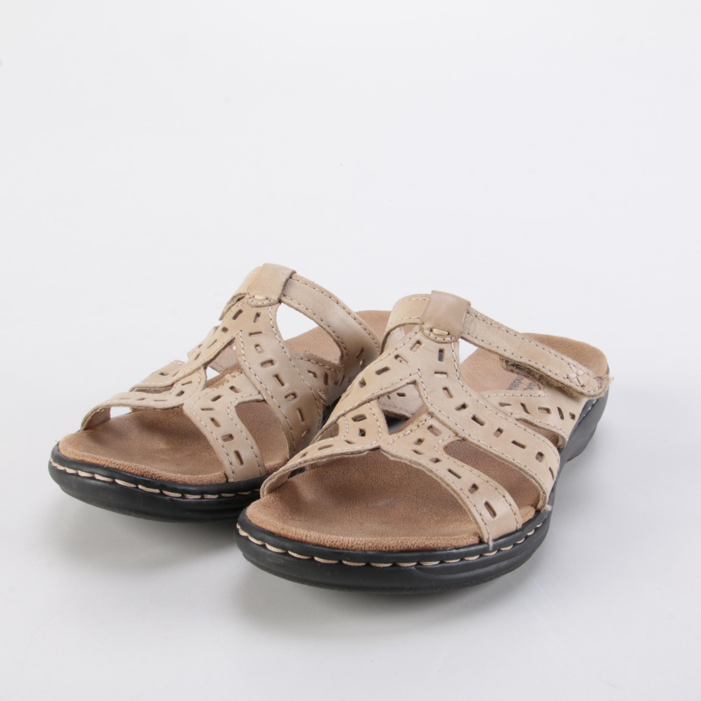 Clarks Metallic Leather Sandals and Beige Leather Sandals