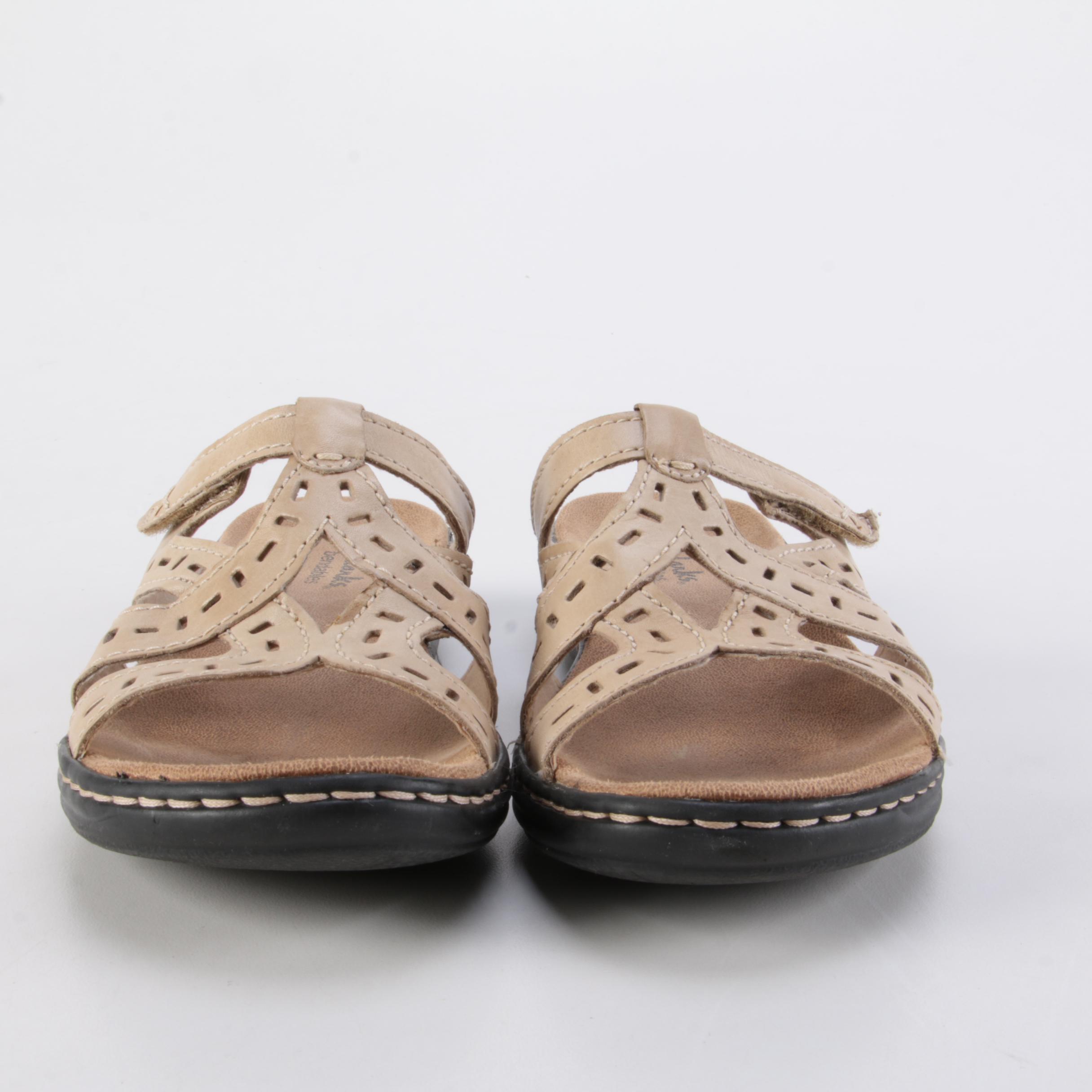 Clarks Metallic Leather Sandals and Beige Leather Sandals