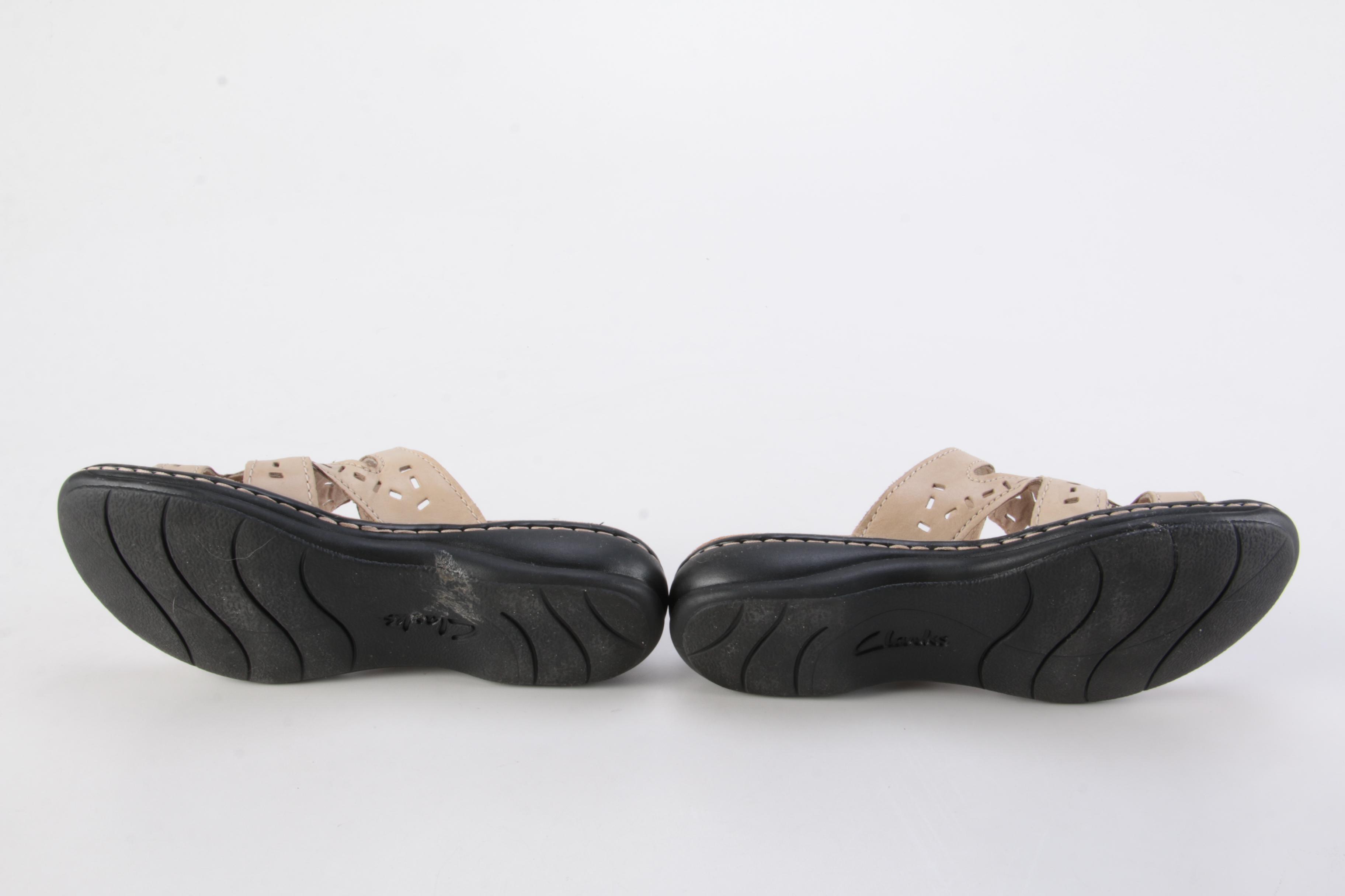 Clarks Metallic Leather Sandals and Beige Leather Sandals