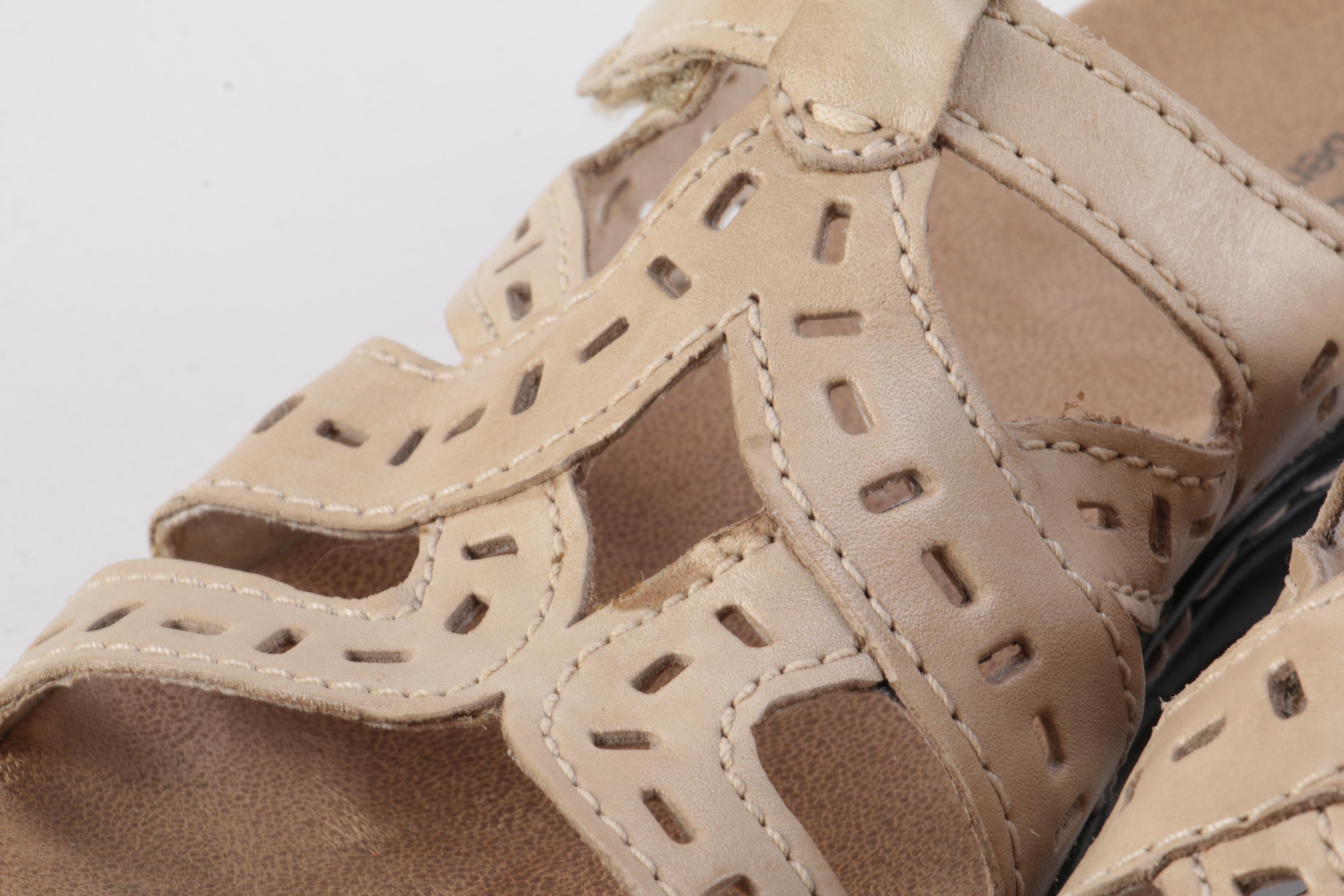 Clarks Metallic Leather Sandals and Beige Leather Sandals