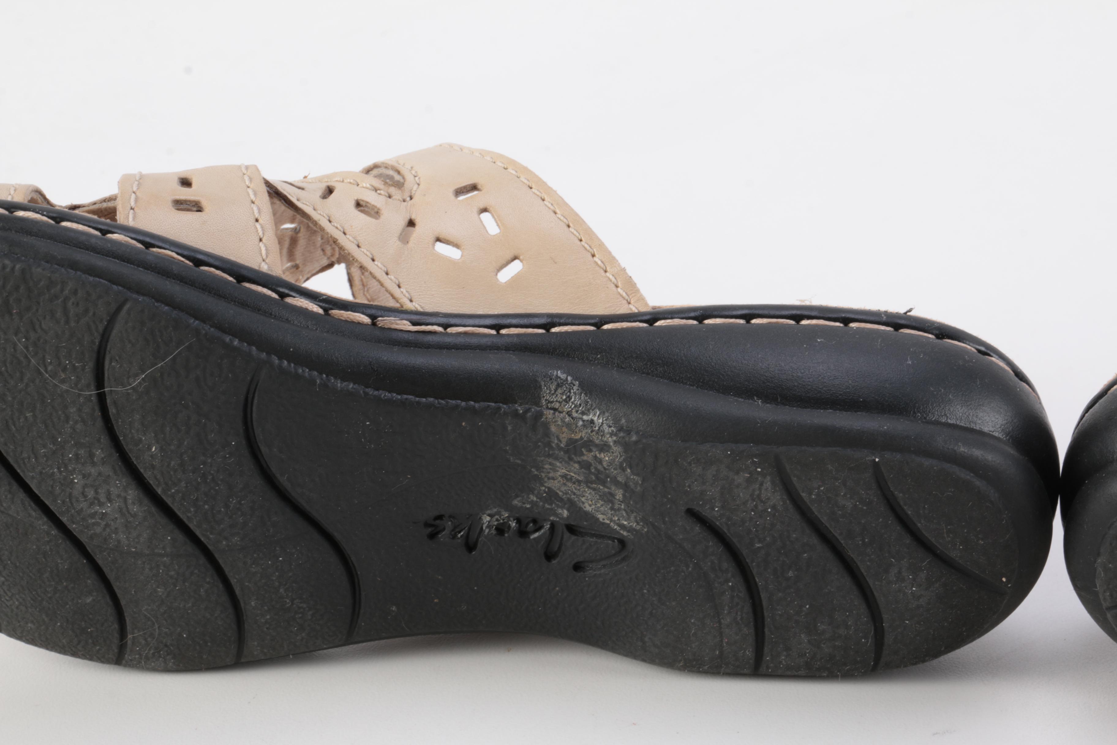 Clarks Metallic Leather Sandals and Beige Leather Sandals