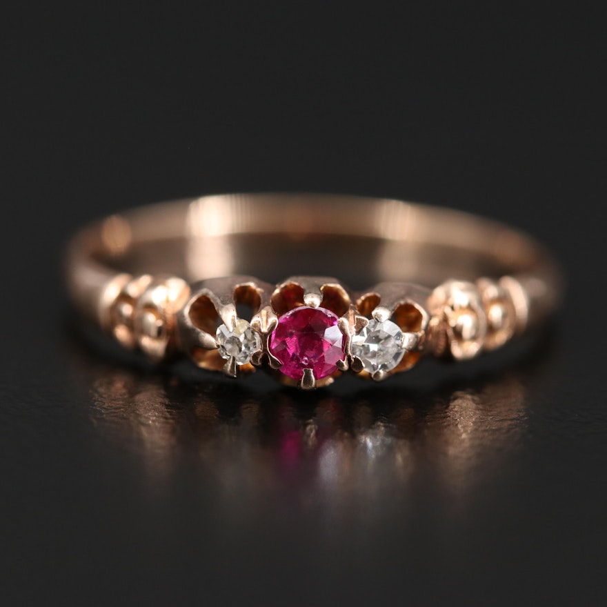 Early 1900s 10K Ruby and Diamond Ring