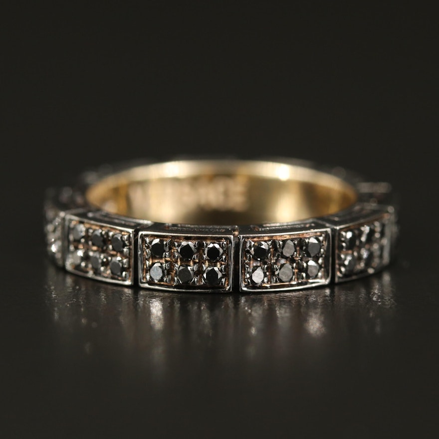 Versace 18K Diamond Eternity Band with Greek Key Gallery