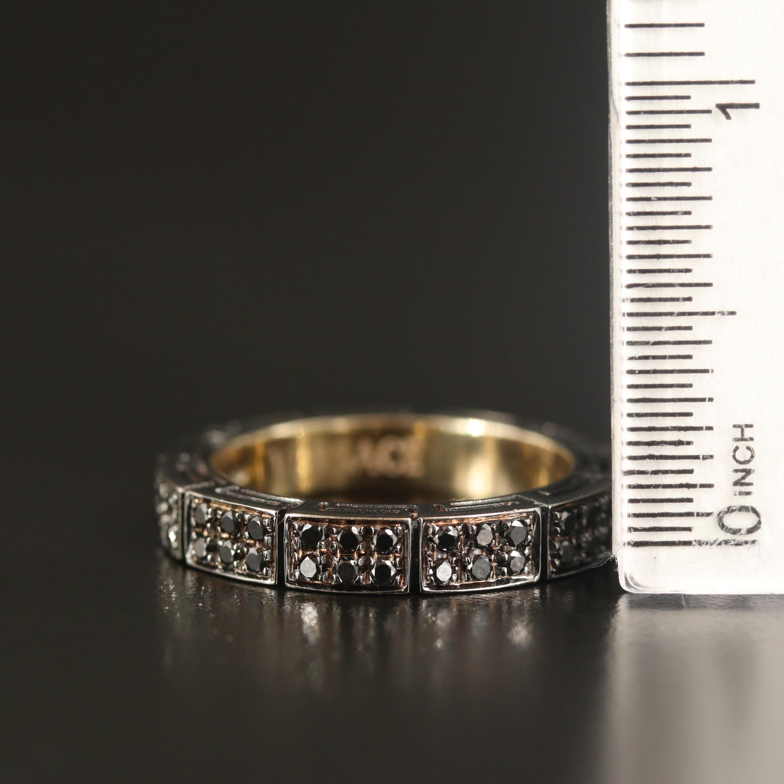 Versace 18K Diamond Eternity Band with Greek Key Gallery