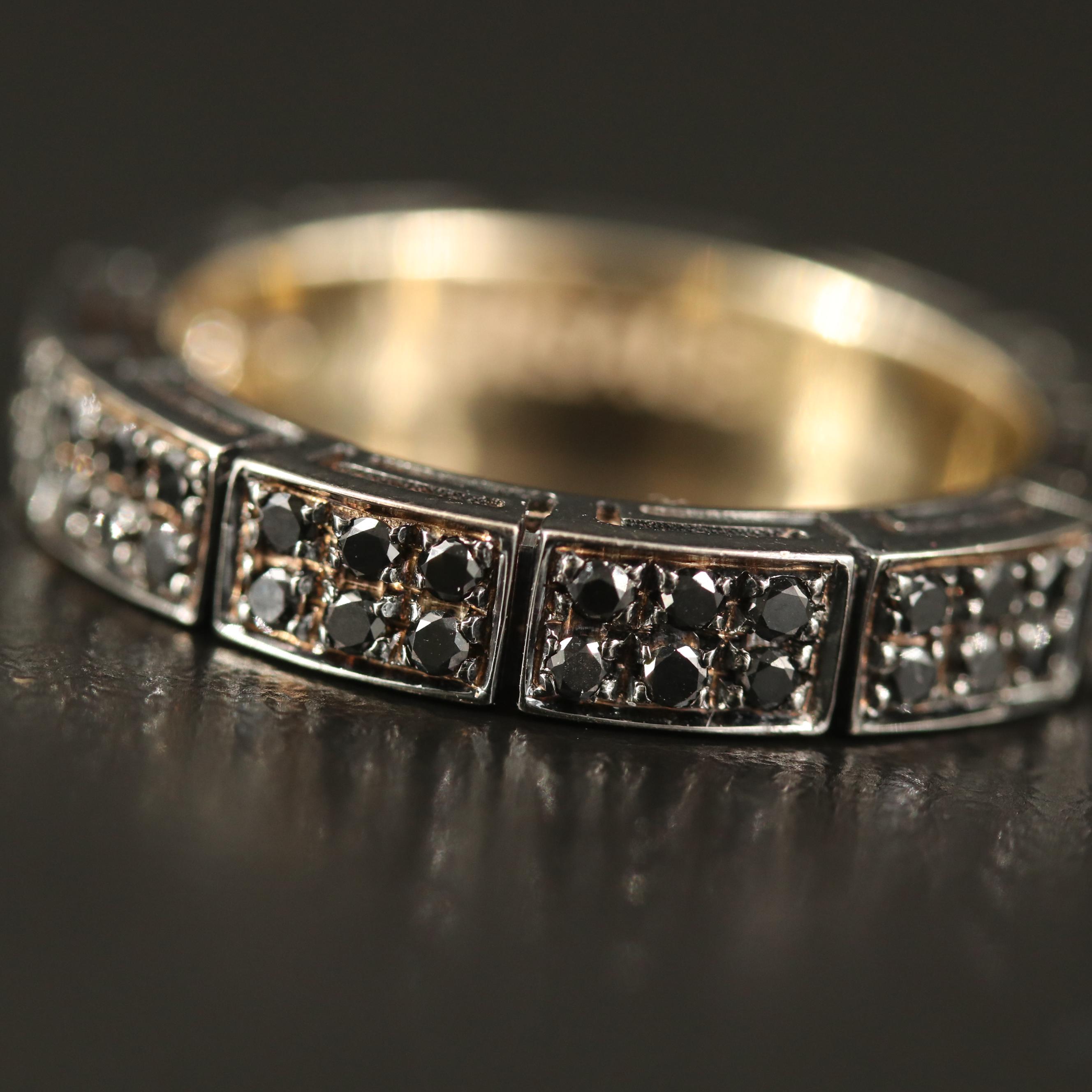 Versace 18K Diamond Eternity Band with Greek Key Gallery