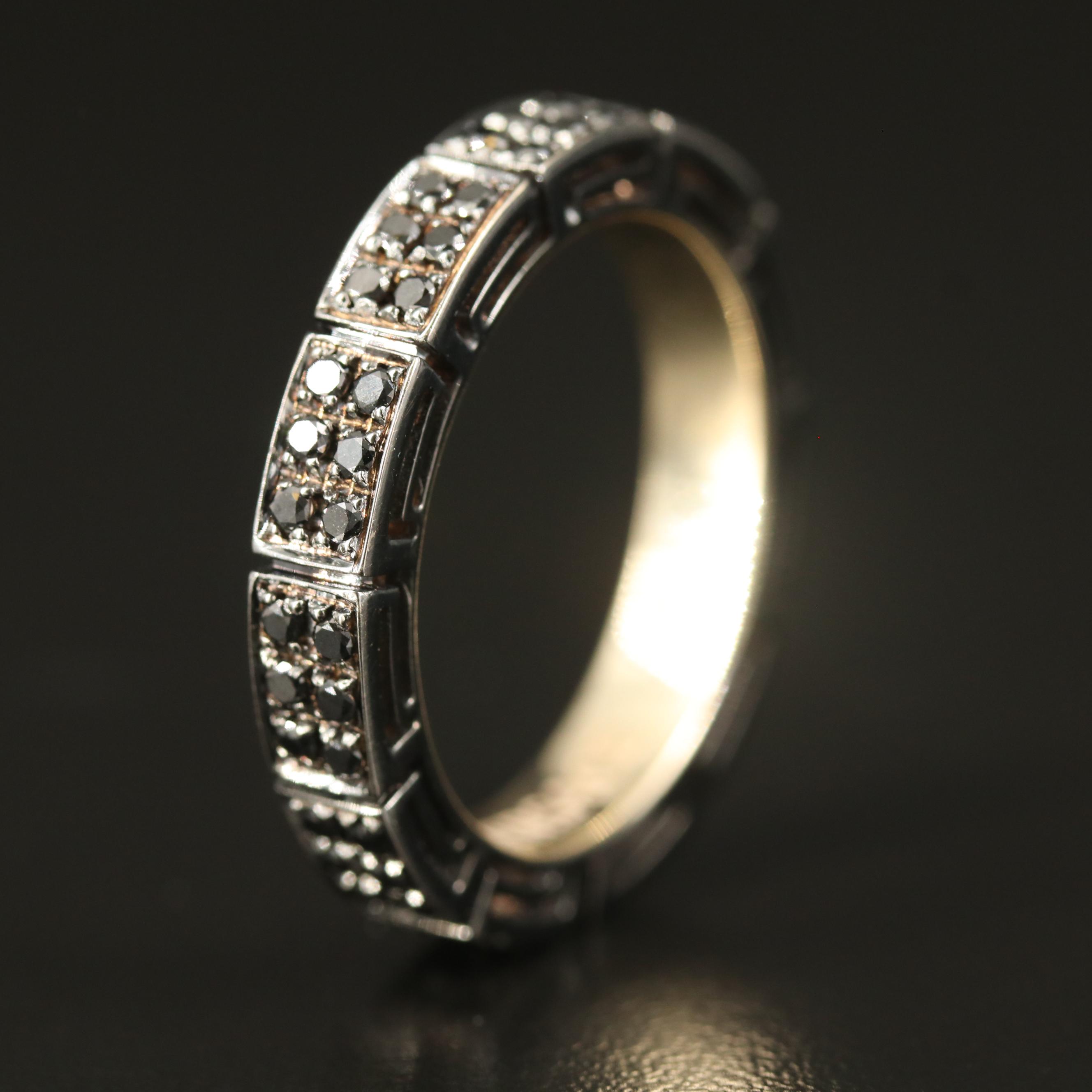 Versace 18K Diamond Eternity Band with Greek Key Gallery