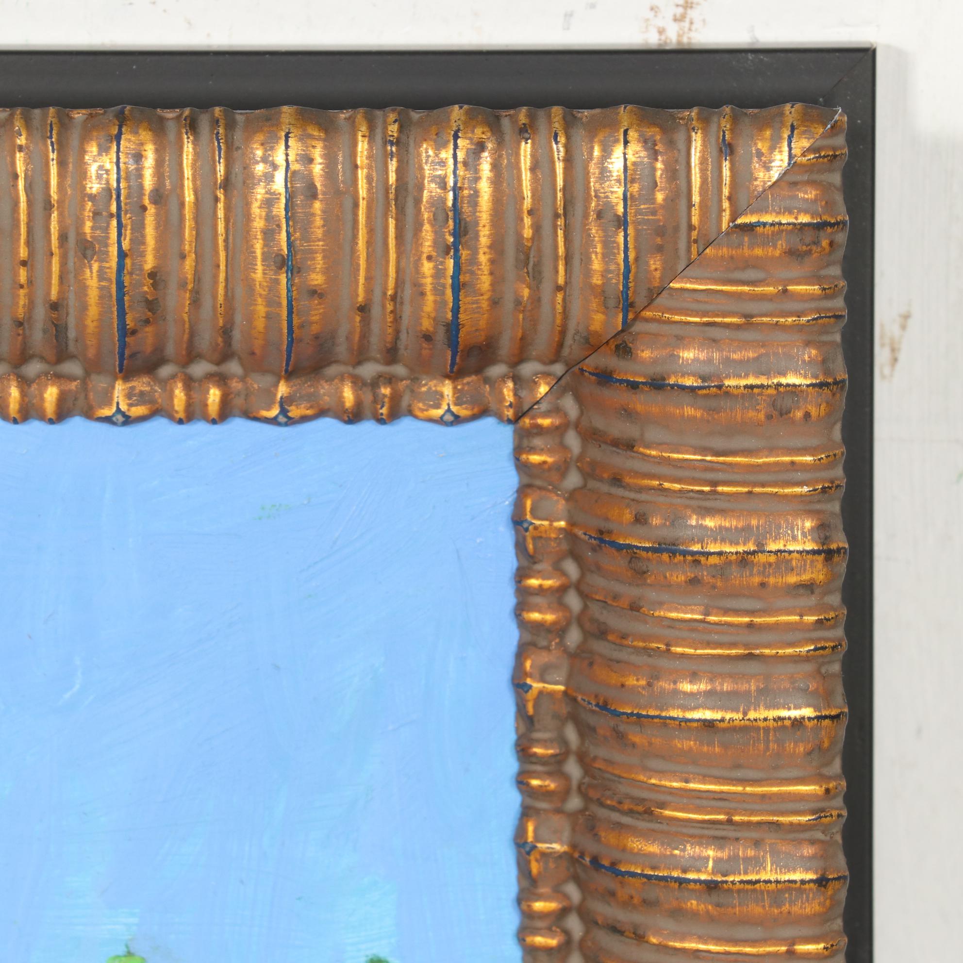 Kenneth R. Burnside Oil Painting of Rural Stream with Wildflowers, 21st Century