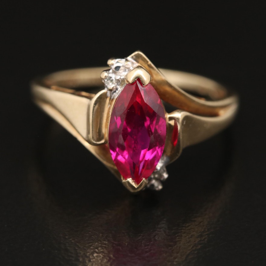 10K  Ruby Ring with Diamond Accents
