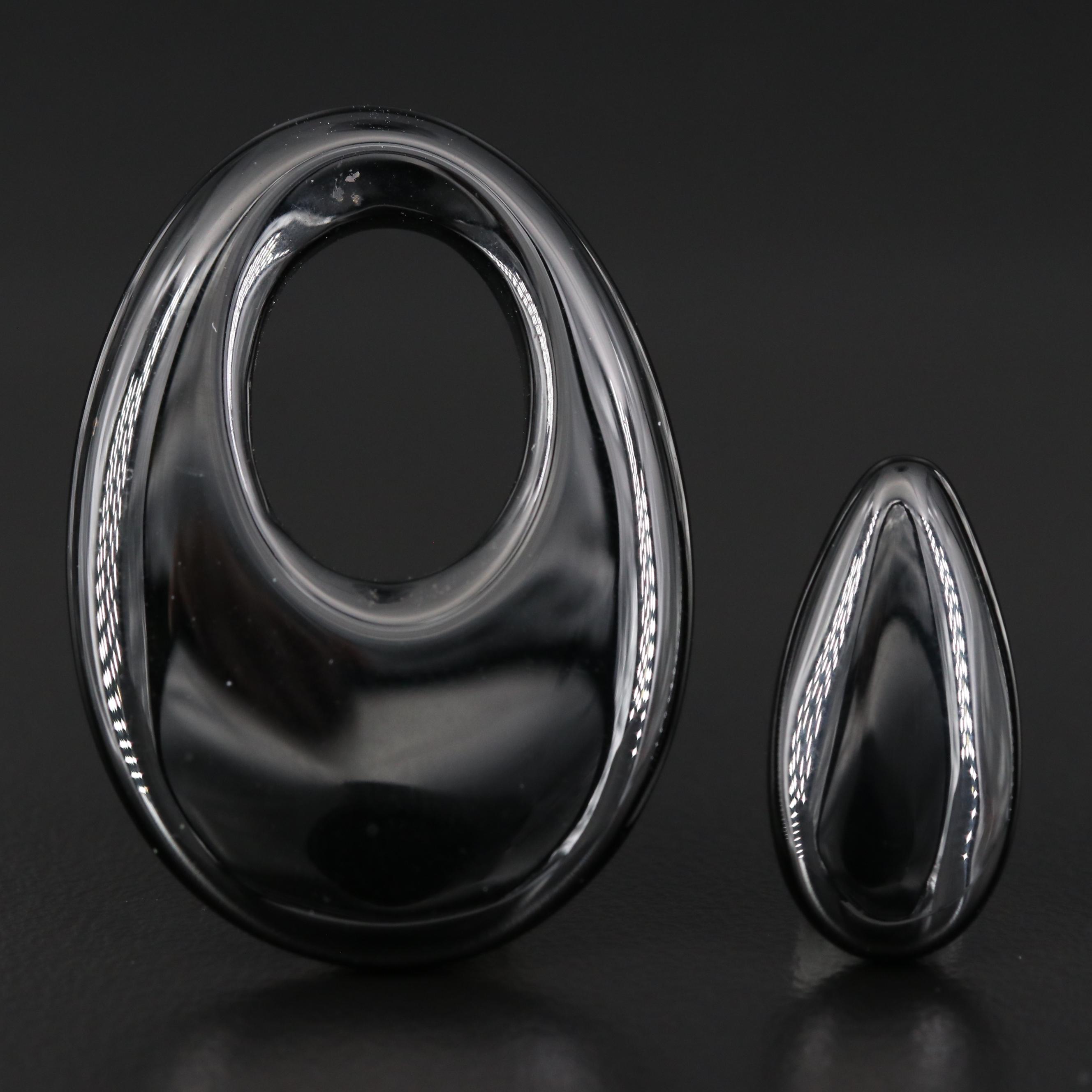 Loose Black Onyx Selection Featuring Pear Cabochon and Drop Shapes