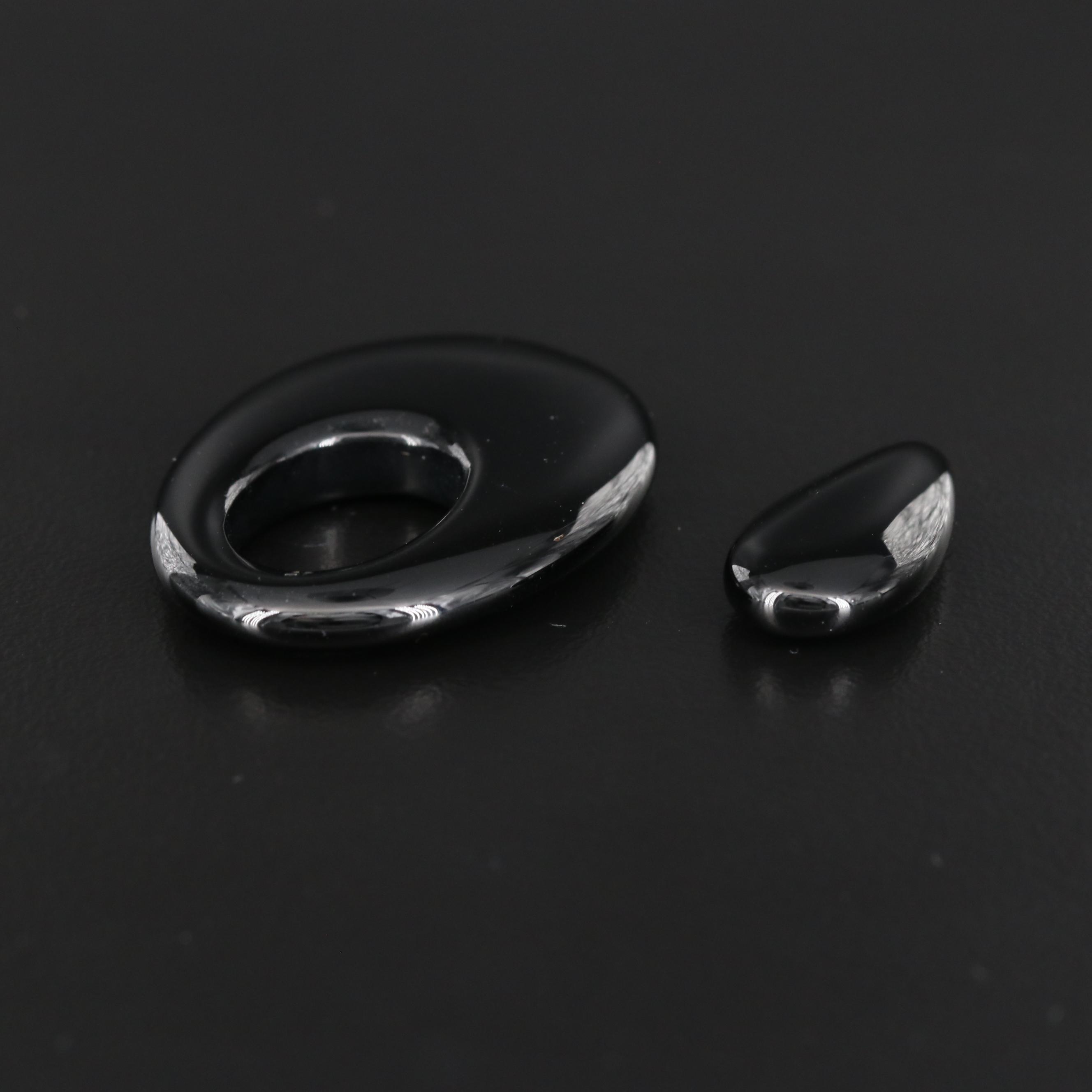 Loose Black Onyx Selection Featuring Pear Cabochon and Drop Shapes