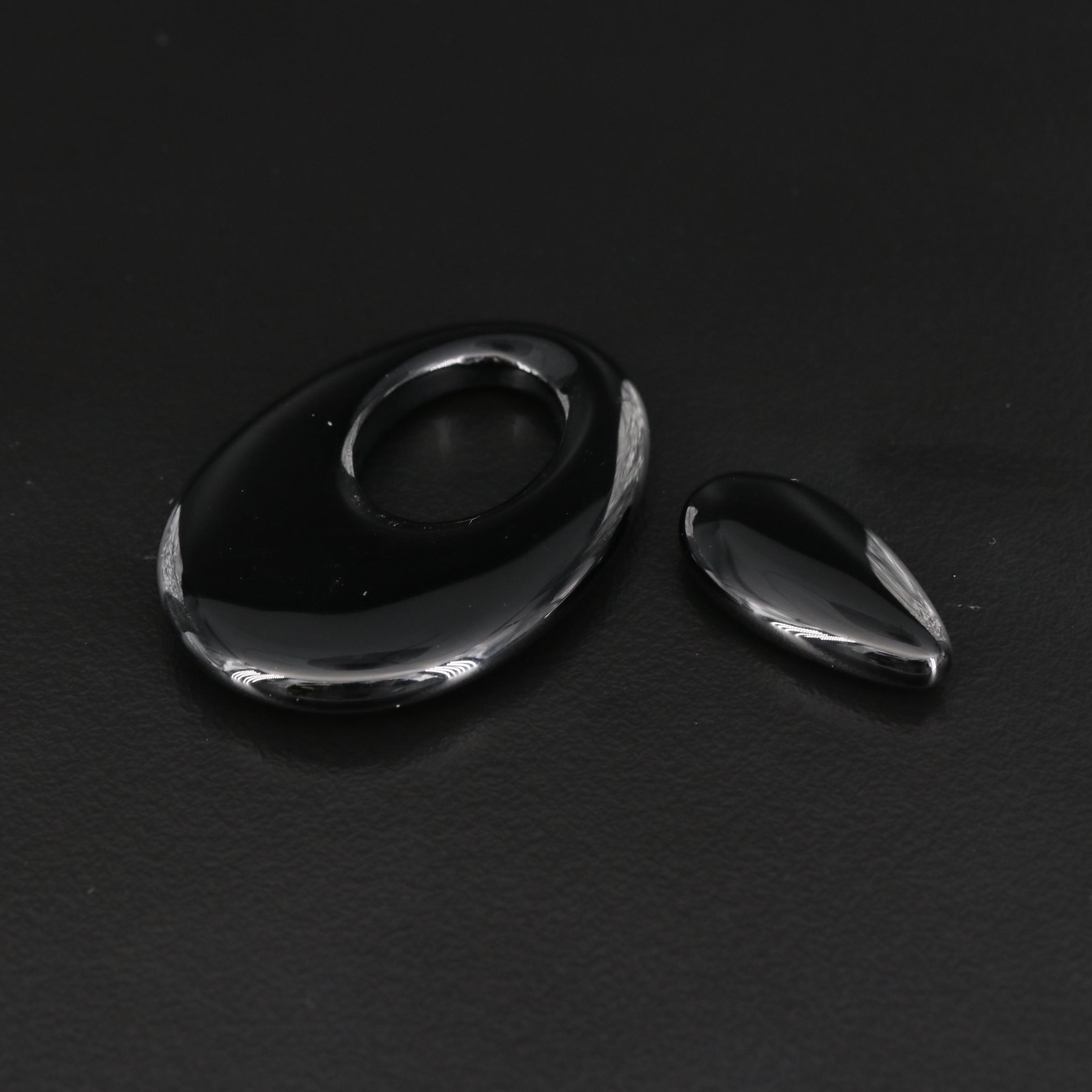 Loose Black Onyx Selection Featuring Pear Cabochon and Drop Shapes