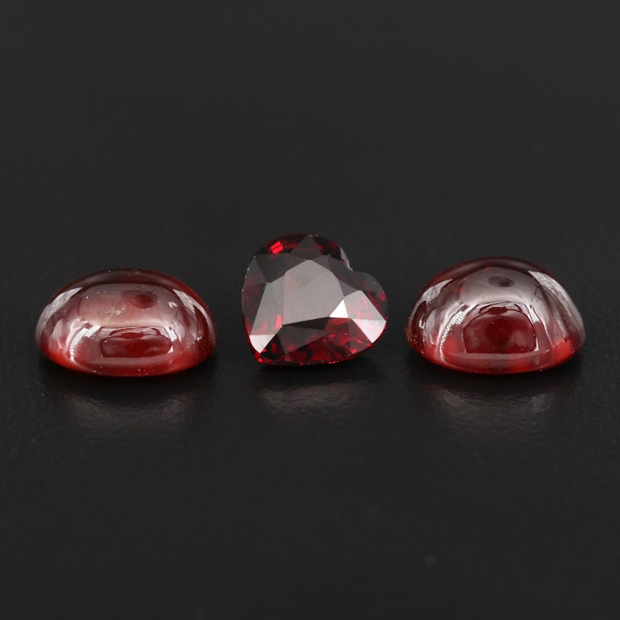 Loose 13.59 CTW Garnet Selection Featuring Heart and Oval Shapes
