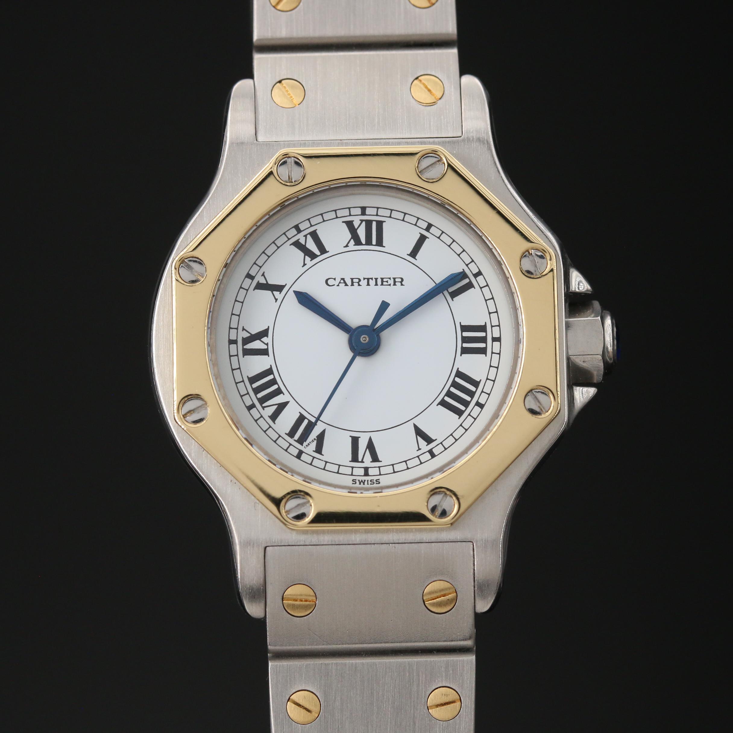 Vintage Cartier Santos Ronde 18K and Stainless Steel Automatic Watch